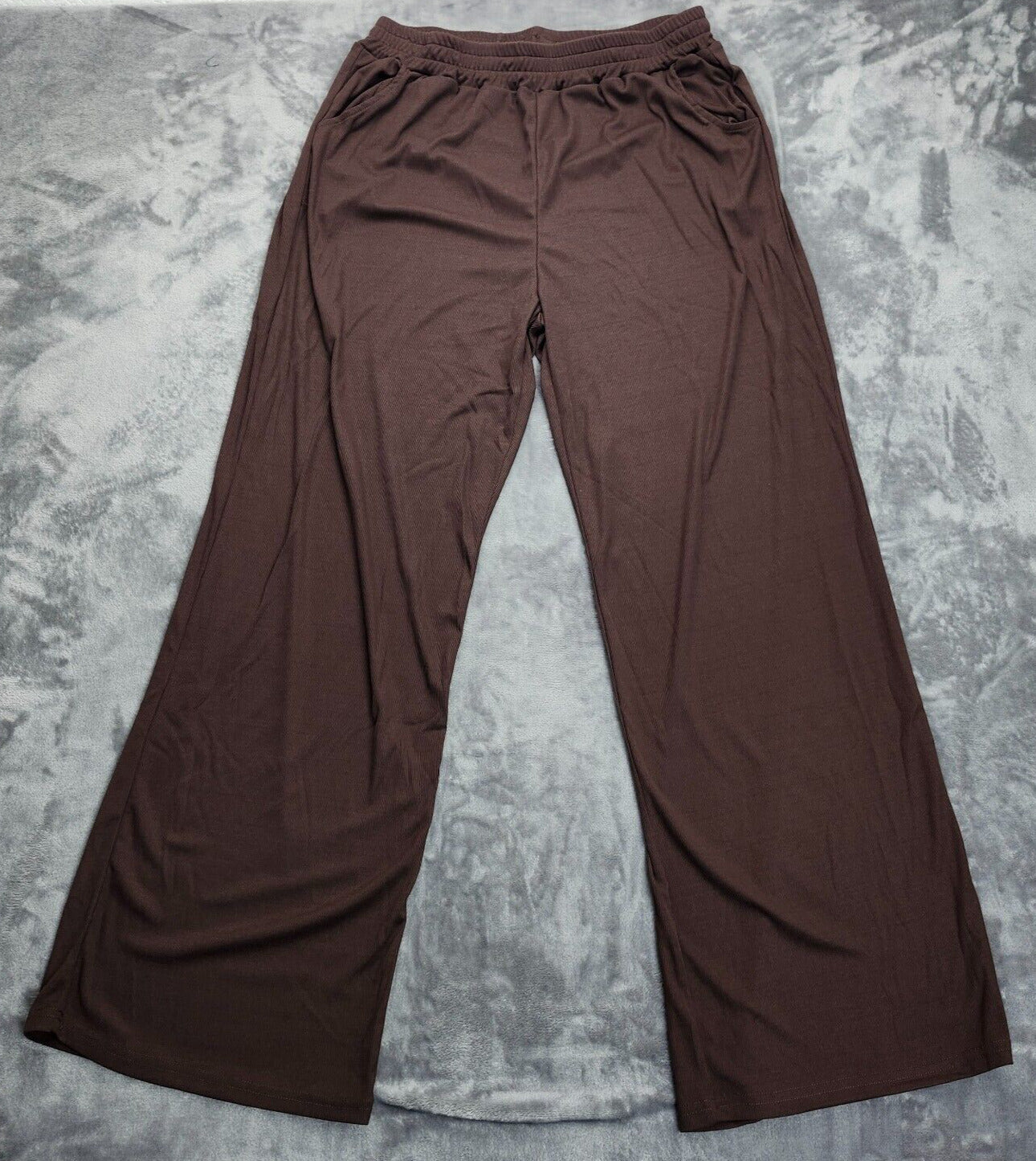 MICAS Basic Off Shoulder Long Sleeve Top and Flare Leg Long Pants Lounge Set XL