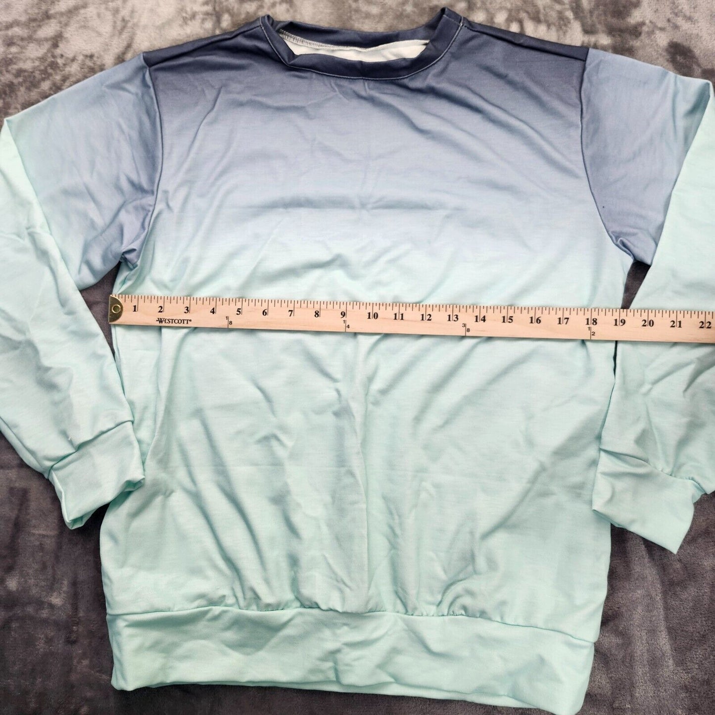 Womens Sweatshirt Gradient Ombre Round Neck Long Sleeve Cute Pullover Medium