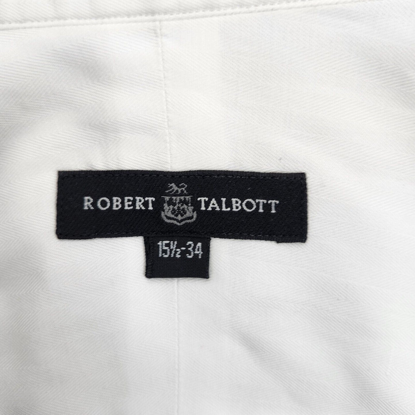 Robert Talbott Mens Dress Shirt Size 15.5/34 White Cotton Button up