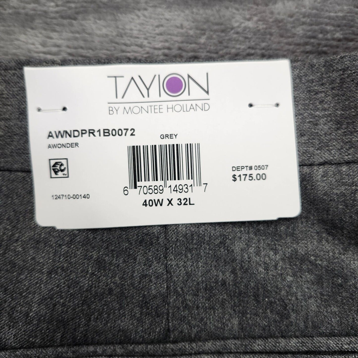 Tayion By Montee Holland Mens Classic-Fit Wool-Blend Dress Pants 40W x 32L Grey