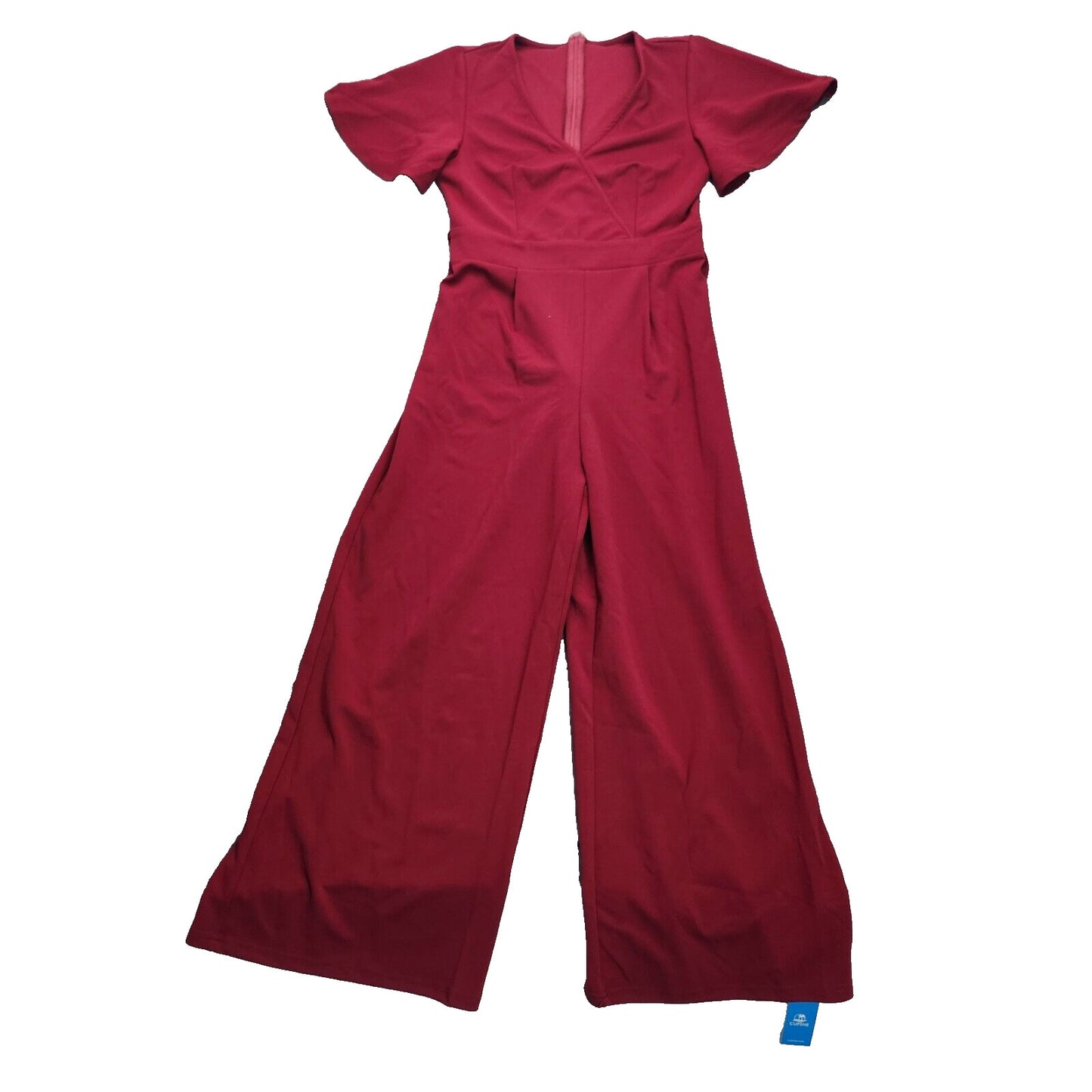 CUPSHE Women's V-Neck Wide Leg Jumpsuit Burgundy Medium