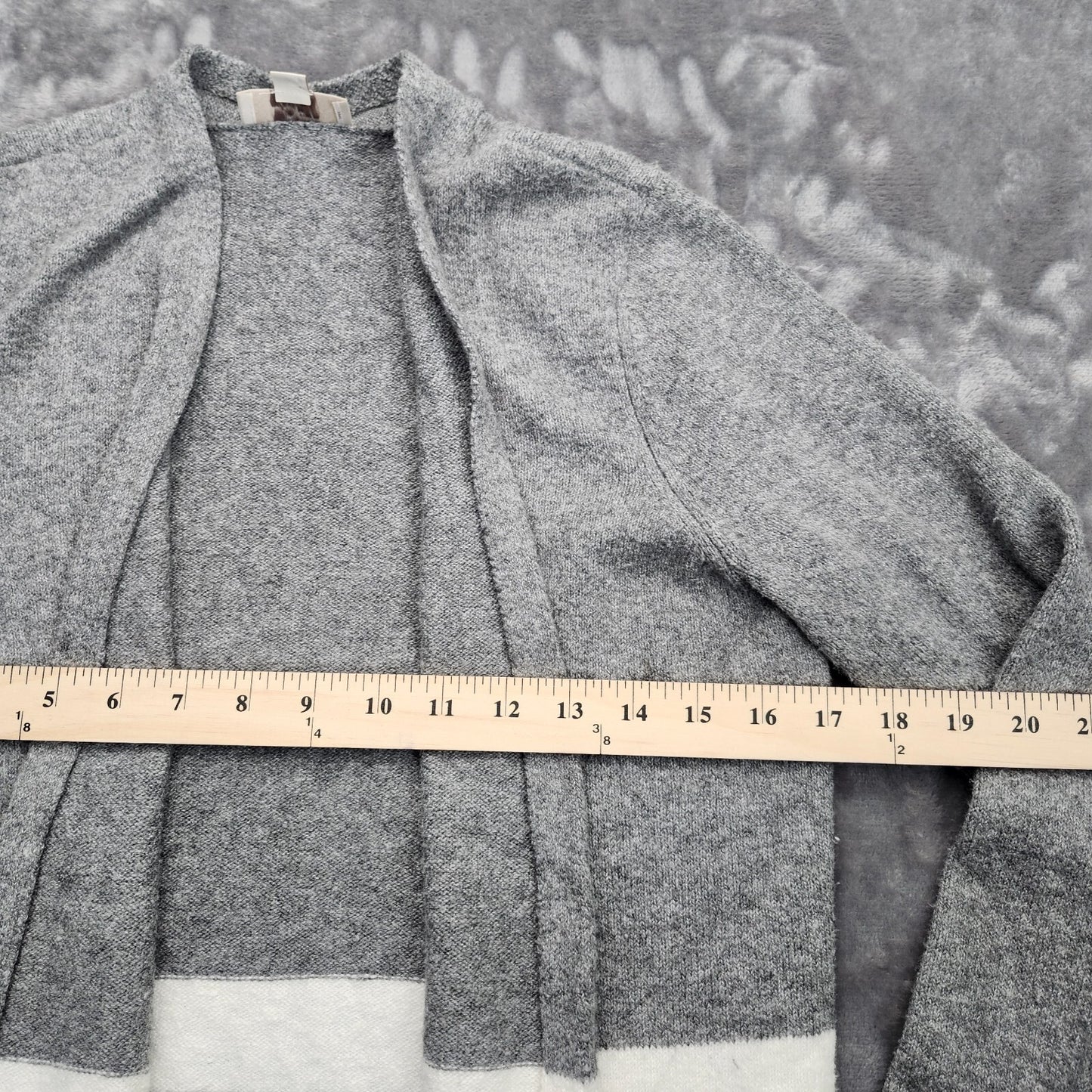 Ann Taylor Loft Womens Gray Open Front Striped Knit Cardigan Sweater Size S