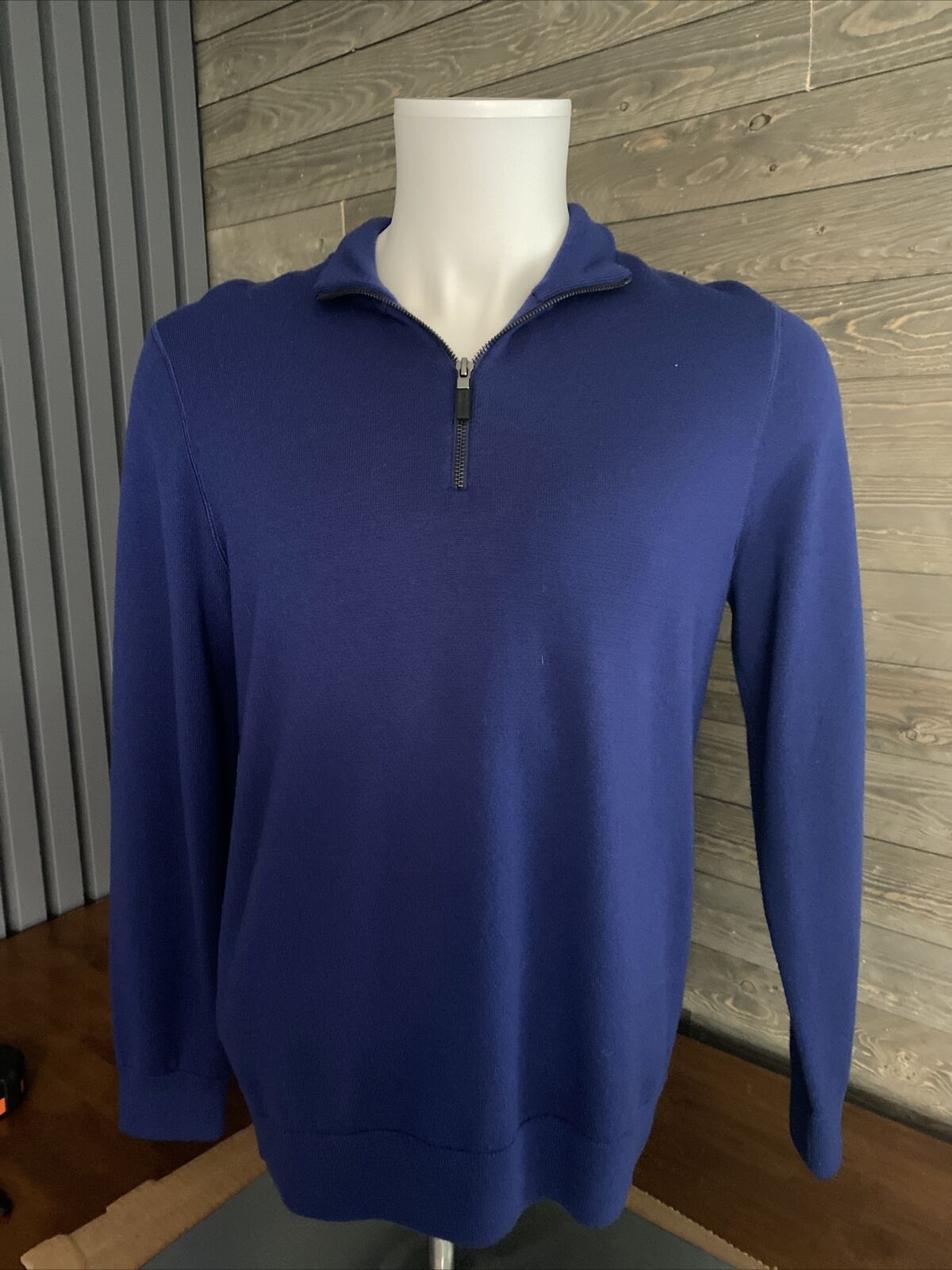 Michael Kors Mens Sweater 1/4 Zip Blue MEDIUM