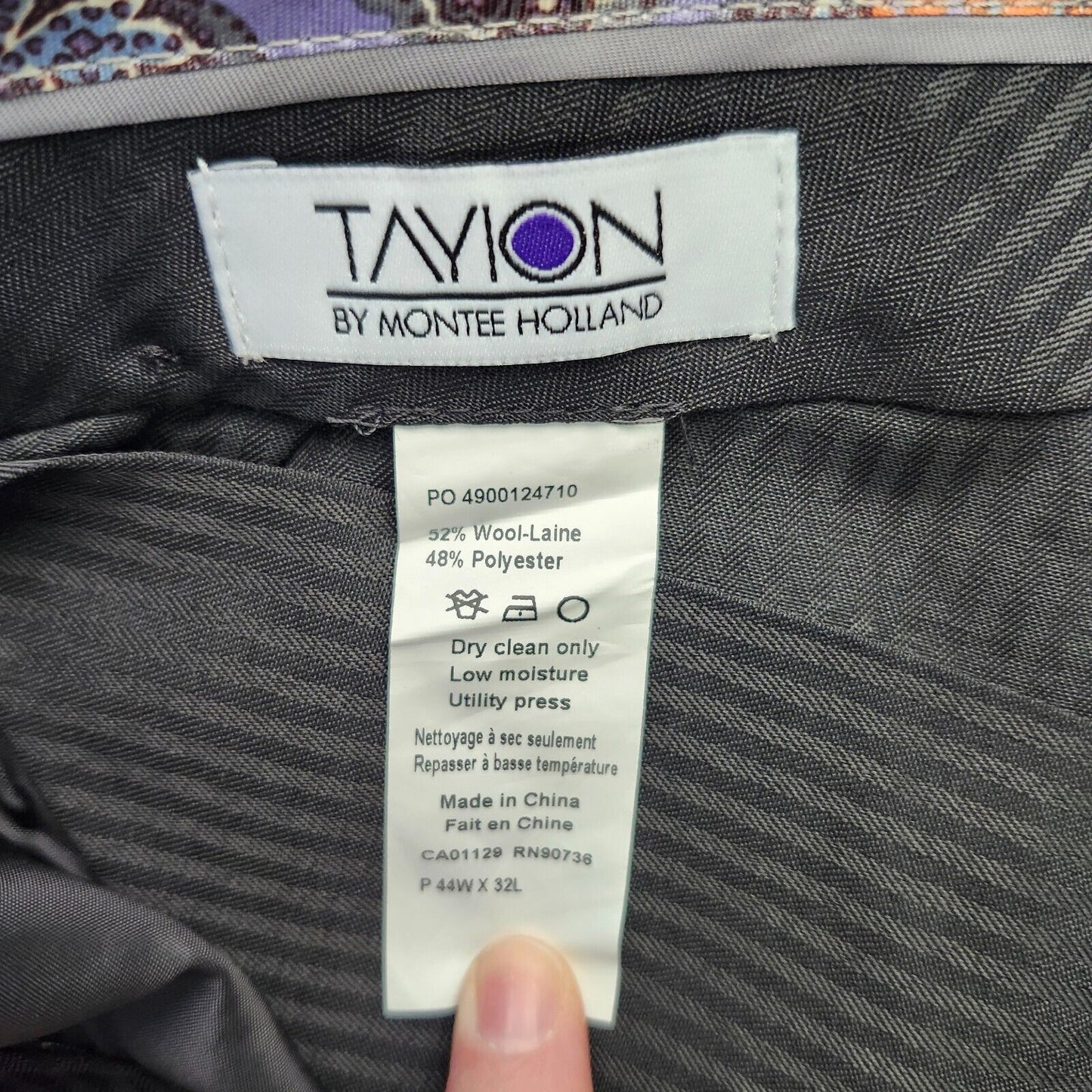 Tayion By Montee Holland Mens Classic-Fit Wool-Blend Dress Pants 44W x 32L Grey
