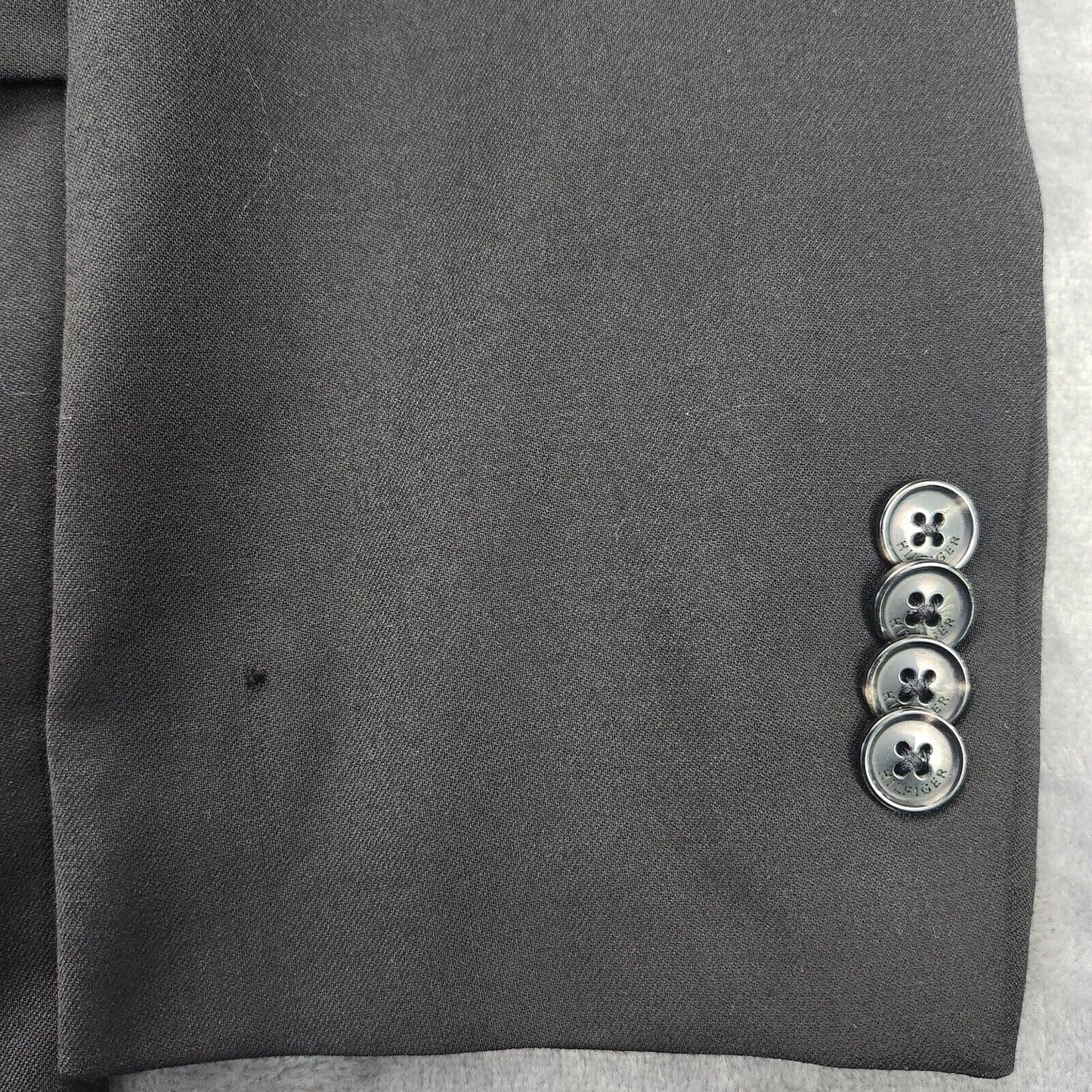 NWT Tommy Hilfiger Mens Suit Jacket 100% Wool Black Notch Lapel 38 Long