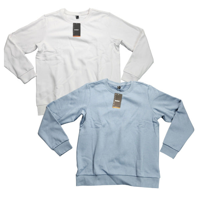 2pack TACVASEN Women's White & Blue Fleece Crewneck Pullover Sweatshirt Large