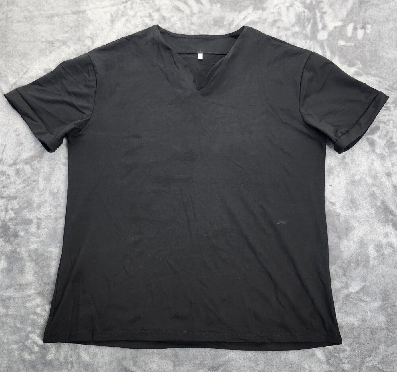 Women's Black T-shirt V-Neck notch Size Large