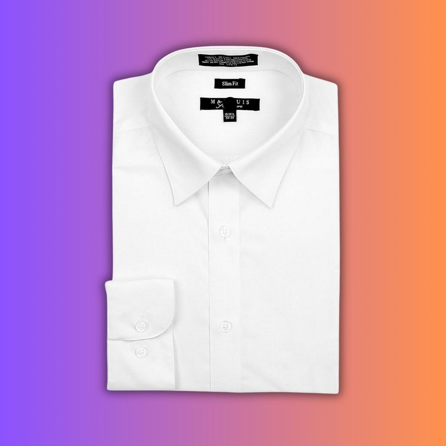 X2 Marquis Signature Men's Long Sleeve Slim Fit Dress Shirt White 14.5 32/33