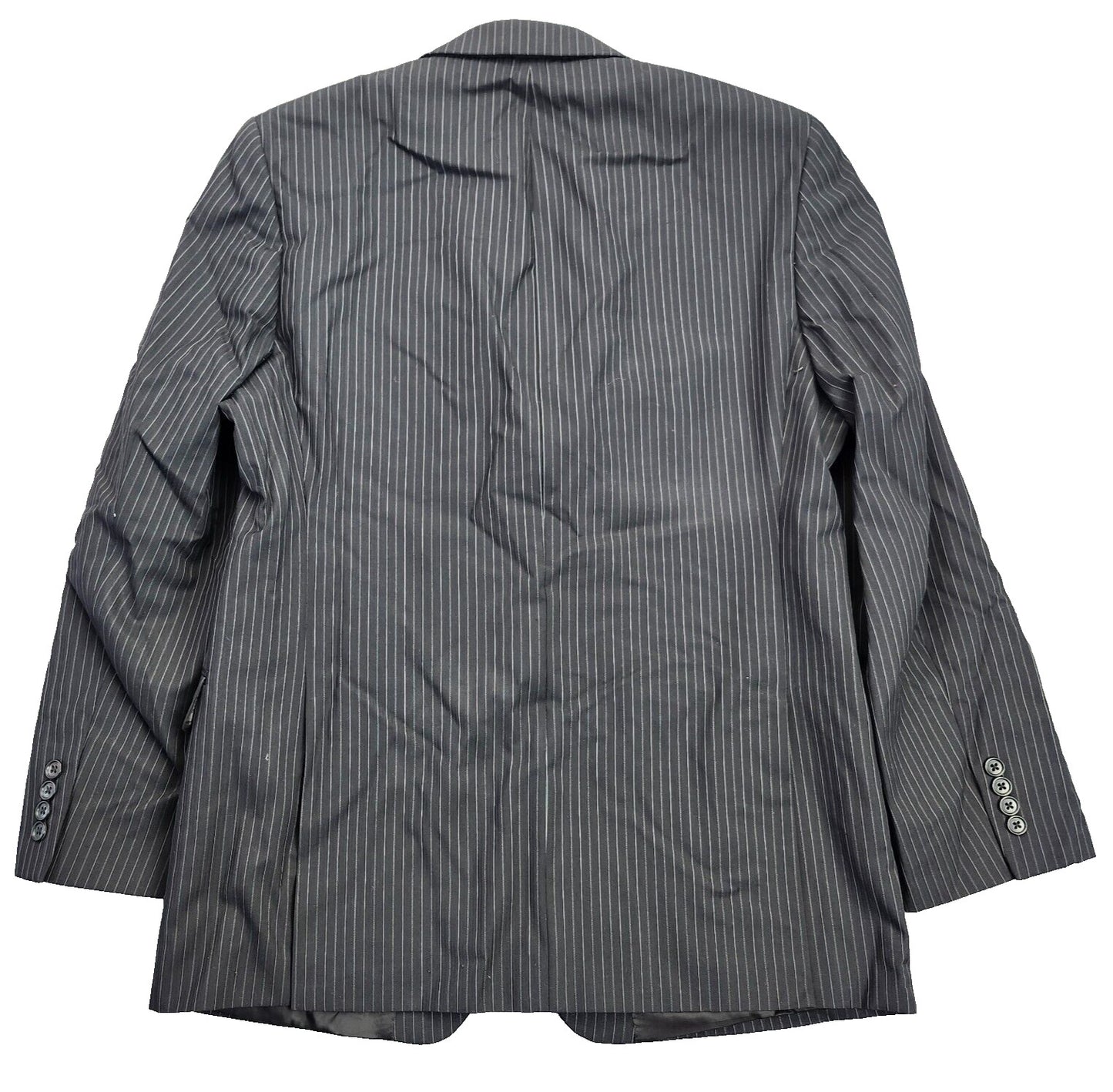 Calvin Klein Men's Suit Jacket Black Striped Blazer 40 Regular Notch Lapel
