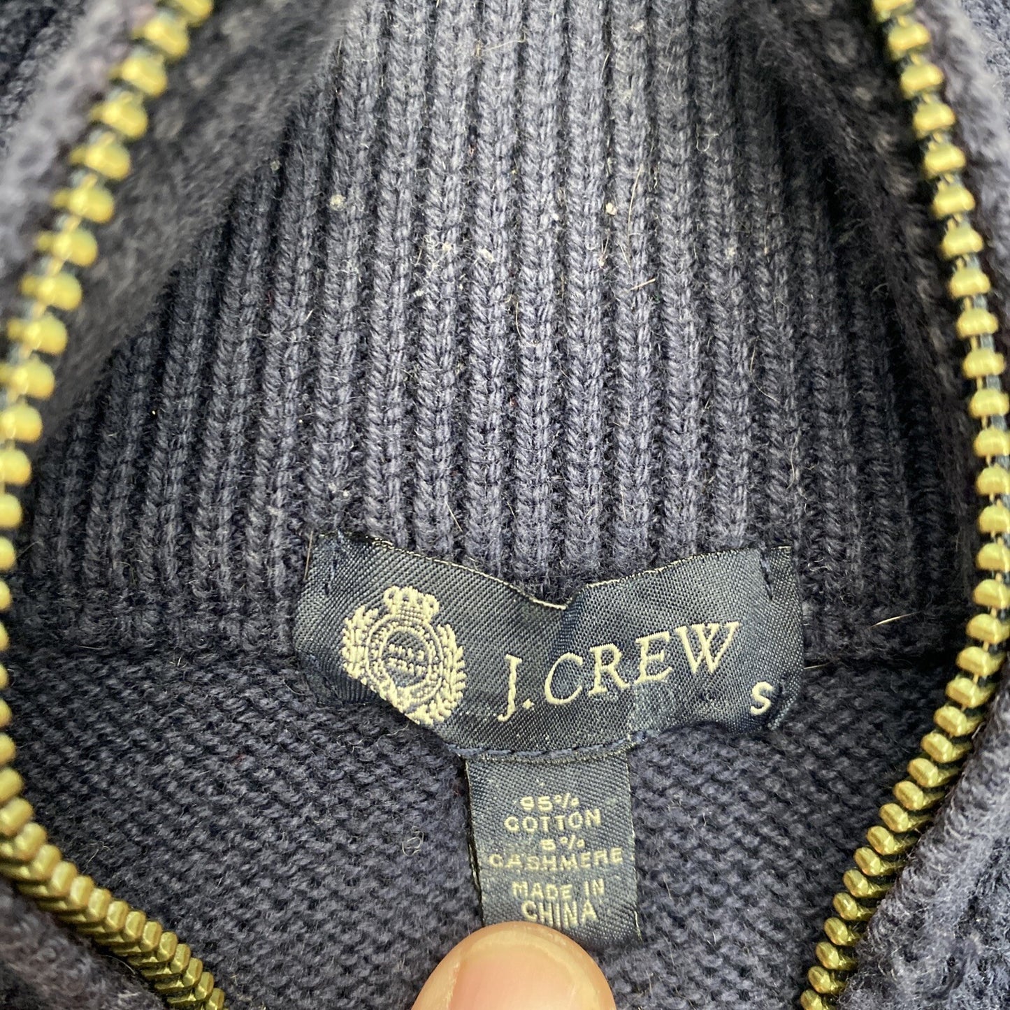 J Crew Slim Cotton-Cashmere Blend 1/4 Zip Pullover Sweater Mens Small Blue