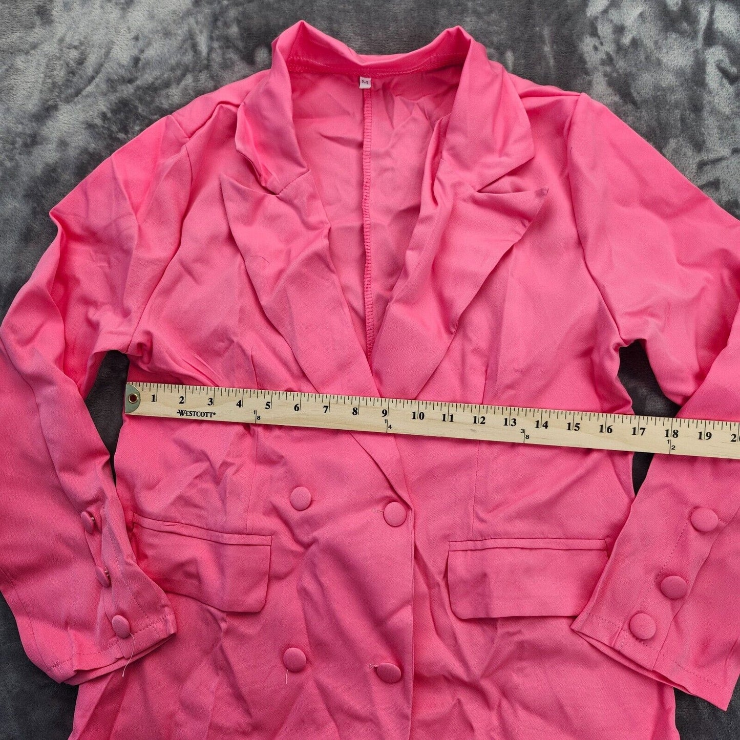 Womens Long Sleeve Double Breasted Coat Blazer Jacket Womens Summer Hot Pink M