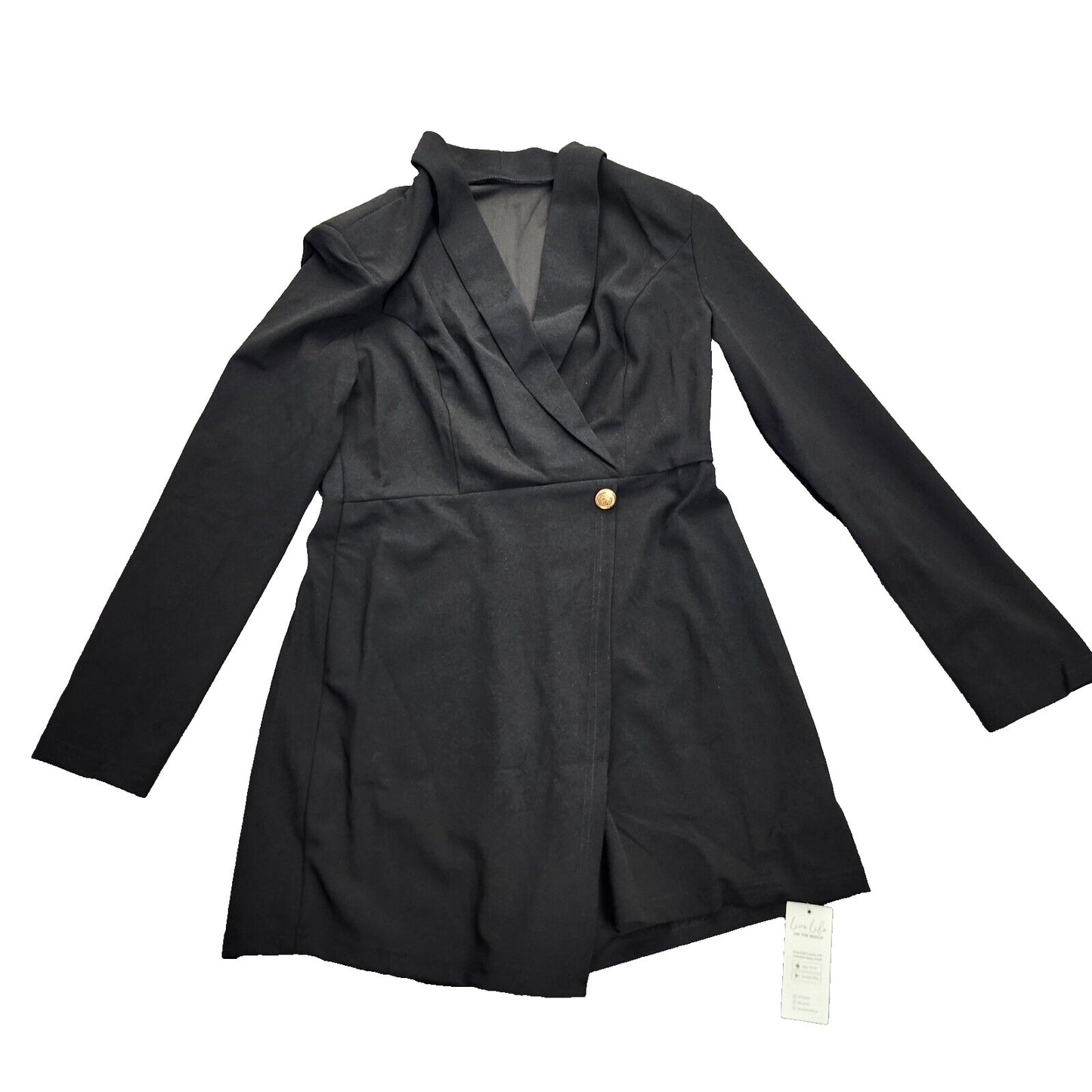 CUPSHE Women's Black V-Neck Long Sleeve Blazer Romper Medium