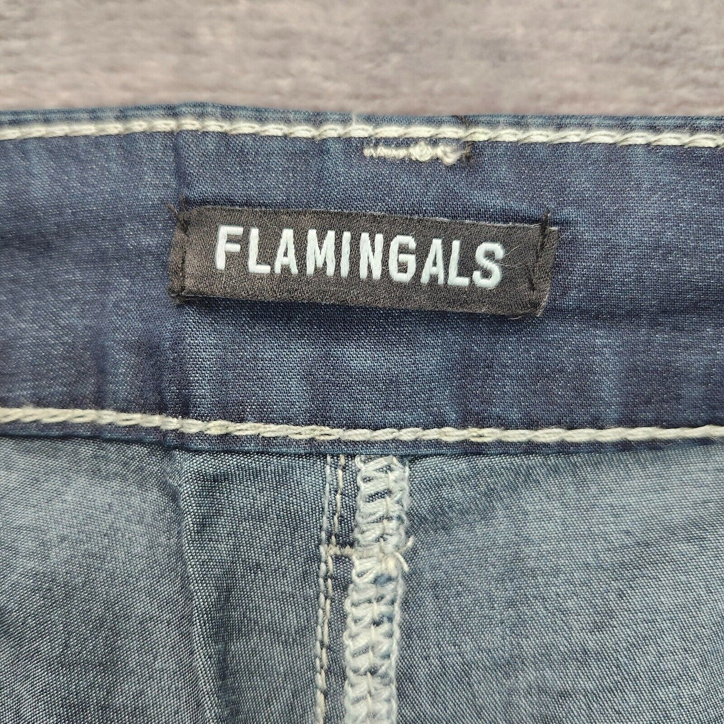 Flamingals Women's Pocket Wide Leg Jeans High Waist Vintage Pants Size L