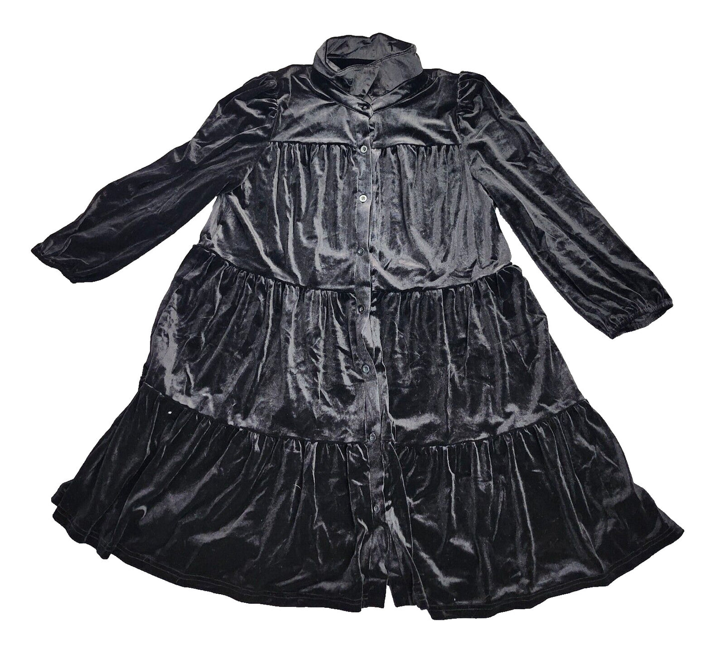 CUPSHE Womens Black Velvet Button Up Dress Size Medium