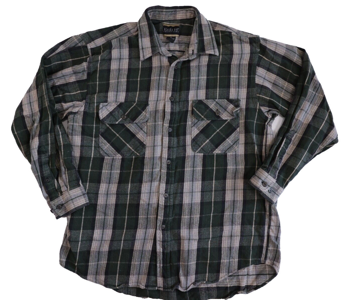 ALASKA BAY OUTFITTERS LS PLAID FLANNEL BUTTON UP SHIRT SZ XL (Vintage)