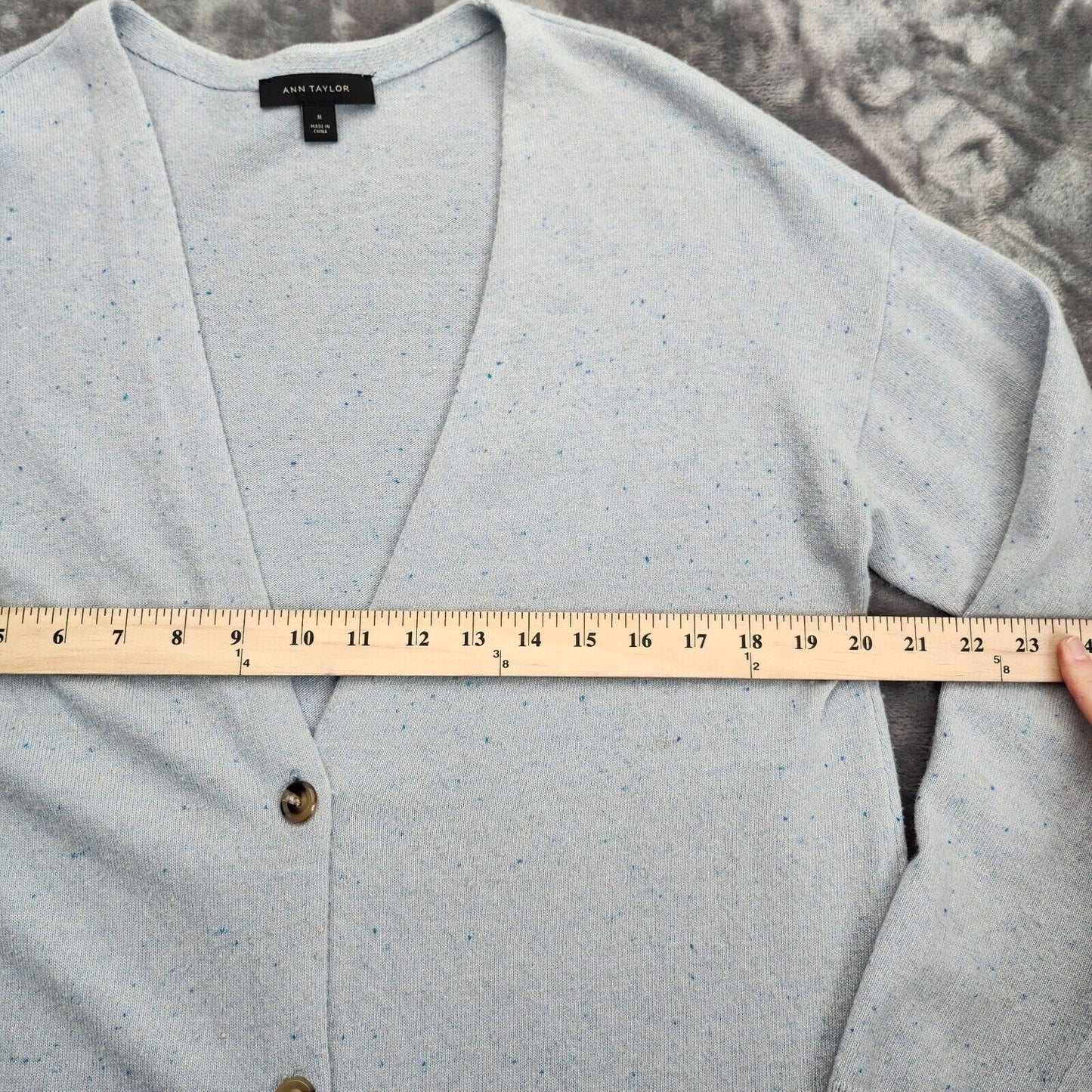 Ann Taylor blue heathered long sleeve open front cardigan Medium