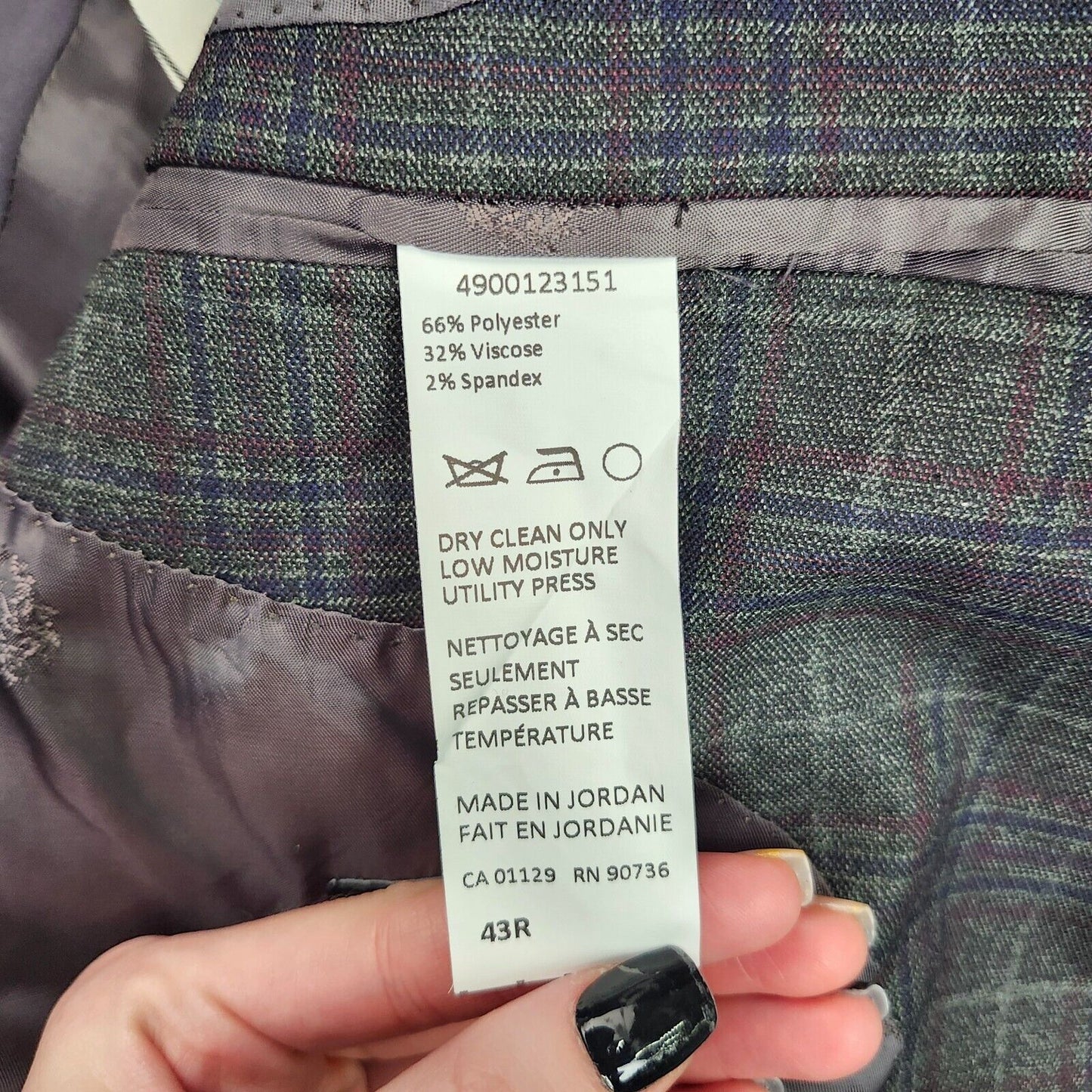 Lauren Ralph Lauren Polyester Green Plaid Suit Jacket Blazer 43R NWT