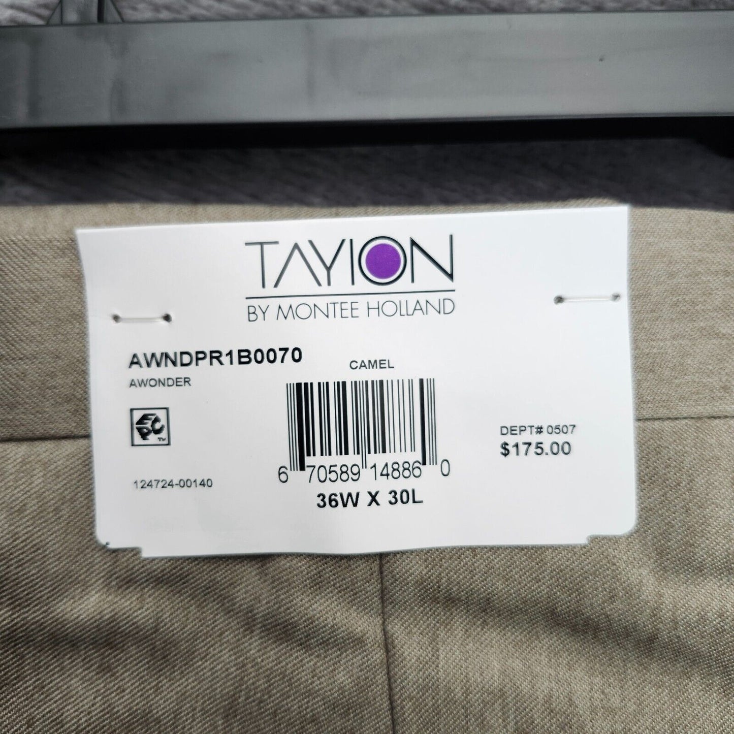 Tayion By Montee Holland Mens Classic-Fit Wool-Blend Dress Pants 36W x 30L NWT