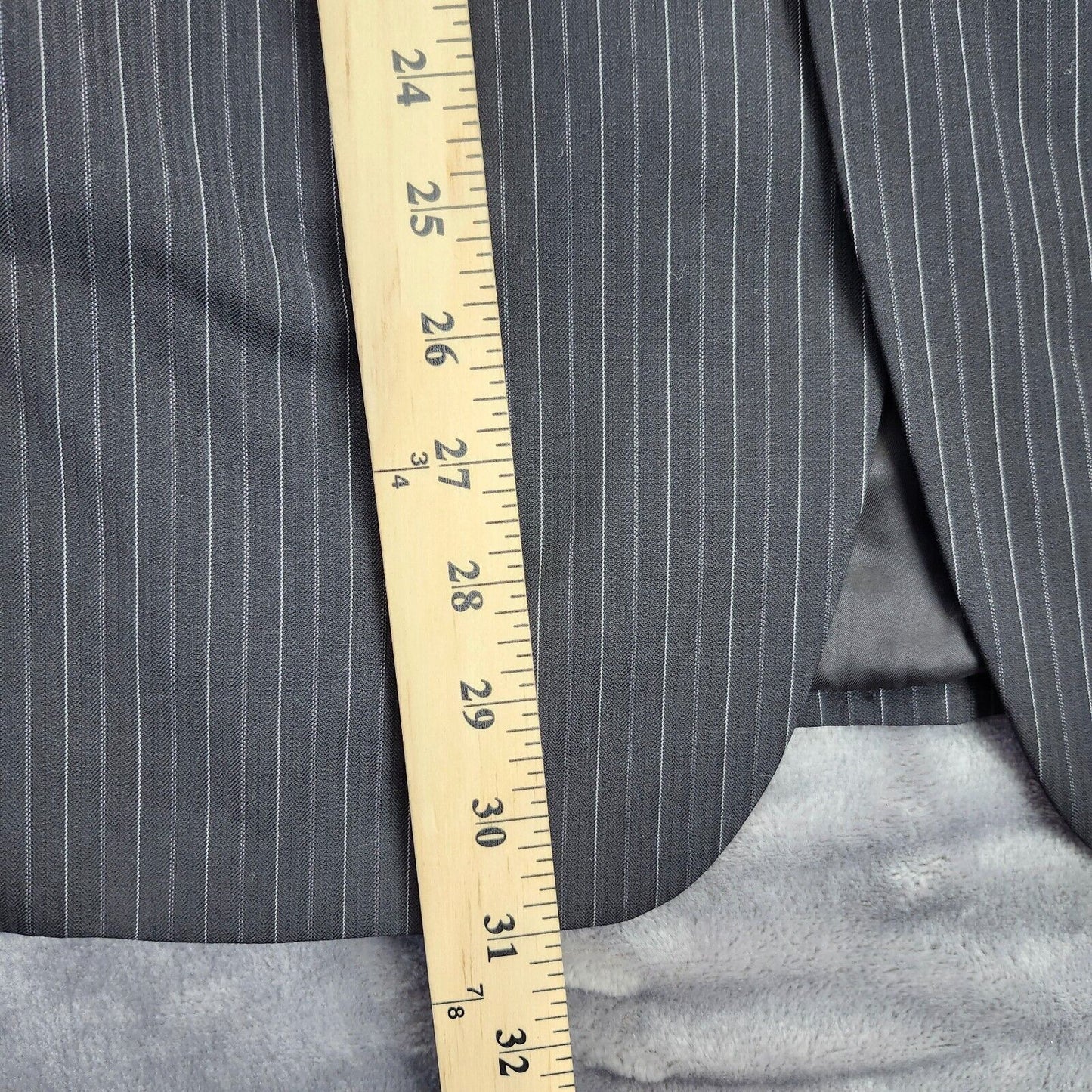 Calvin Klein Men's Suit Jacket Black Striped Blazer 40 Regular Notch Lapel