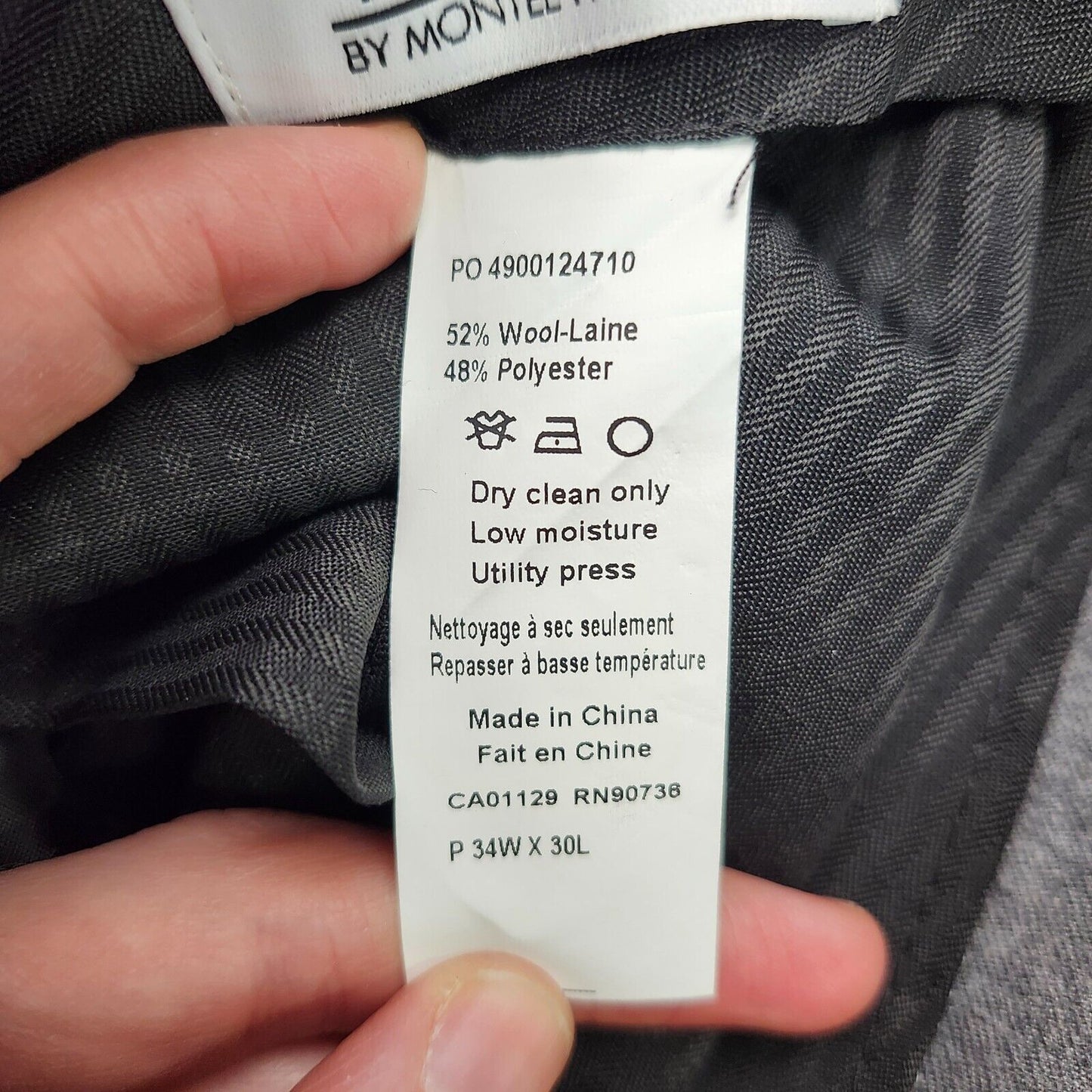 Tayion By Montee Holland Mens Classic-Fit Wool-Blend Dress Pants 34W x 30L
