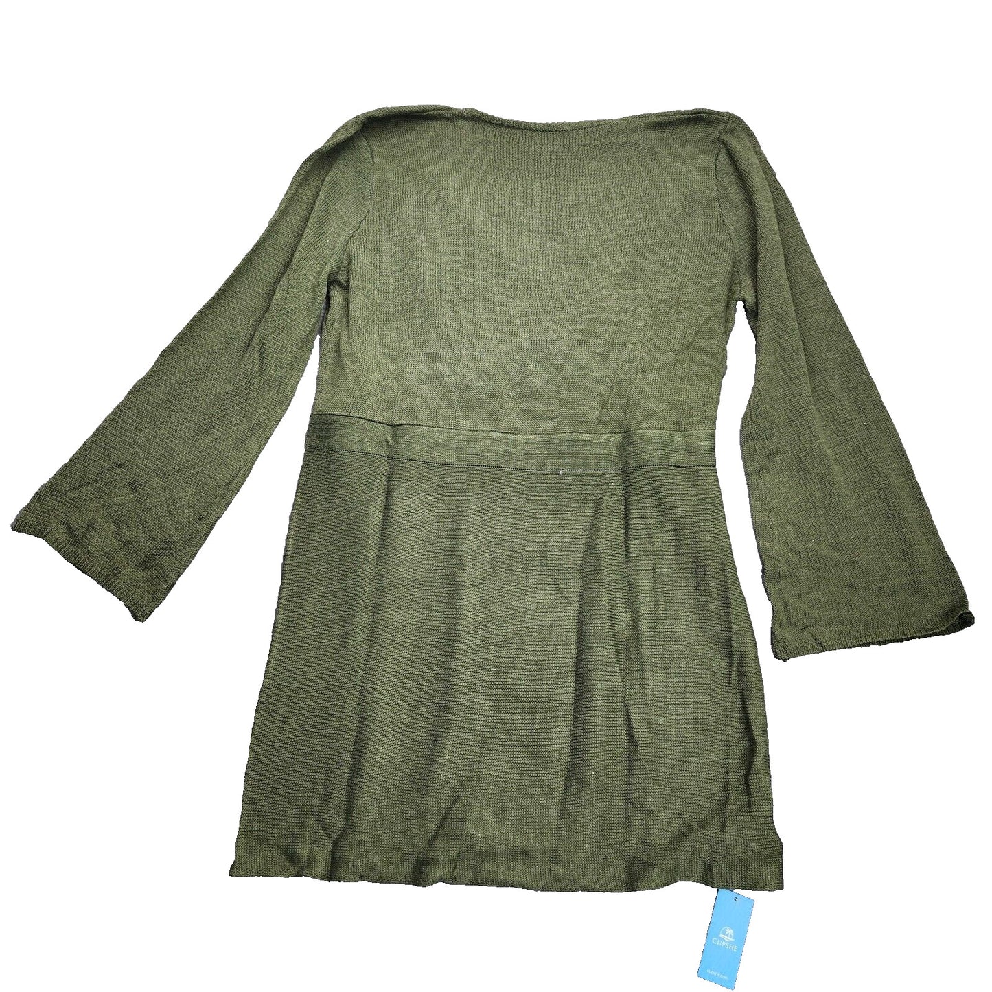 CUPSHE Women's Drawstring Knit Surplice Neck Mini Dress with Long Sleeves XL