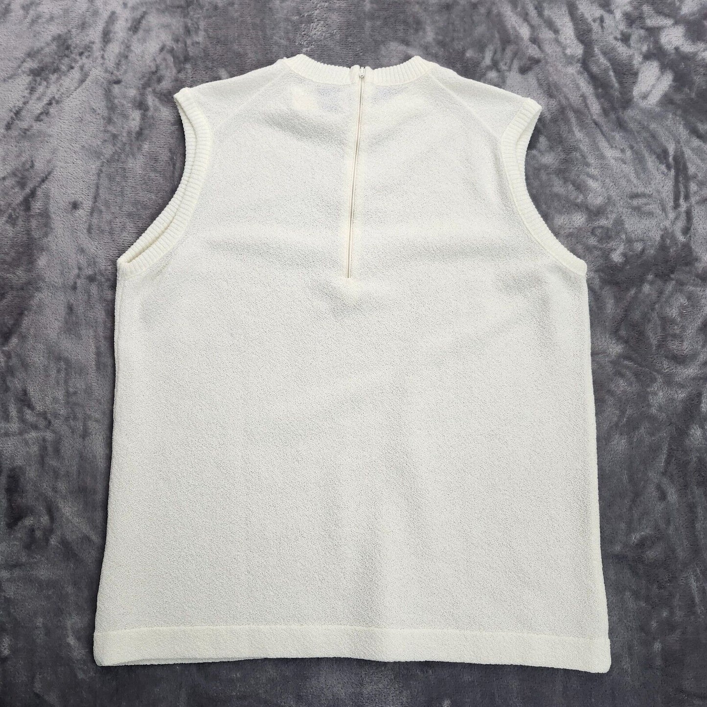 Talbots Vintage Women's Size 40 short sleeve White Sweater Zipper Back