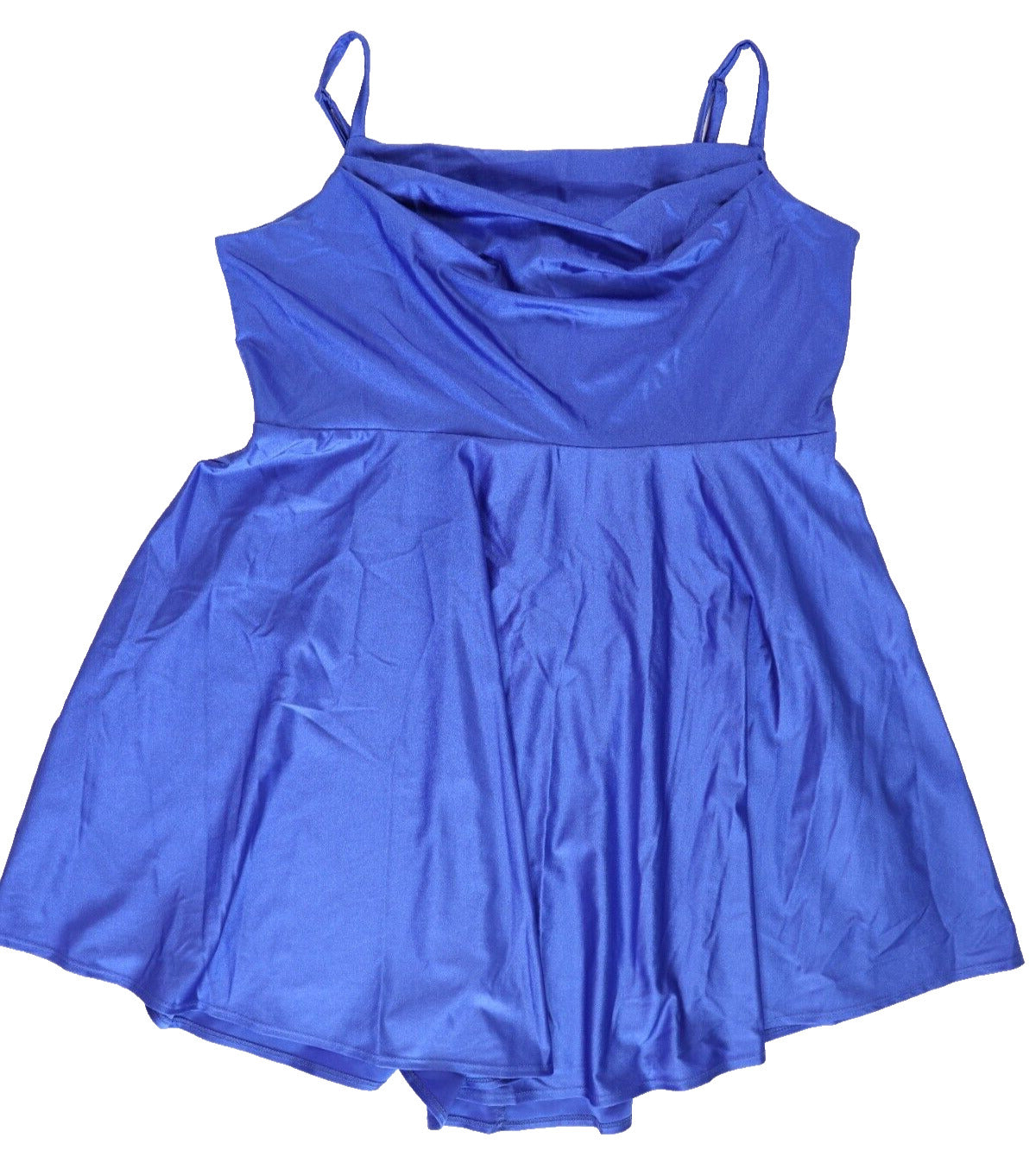 $79 City Studio Trendy Plus Size Cowlneck Fit & Flare Dress Blue Sz 18W