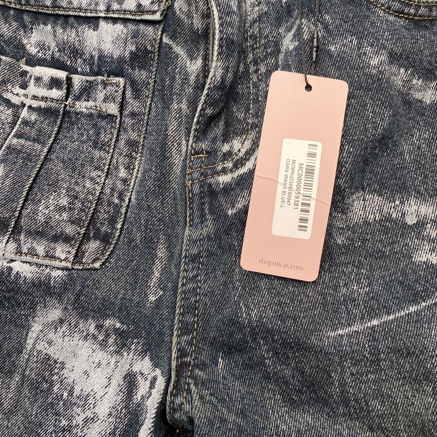 MICAS Denim Jeans Woman’s Size L Dark Wash with Solver Accents Blue Jeans Size L