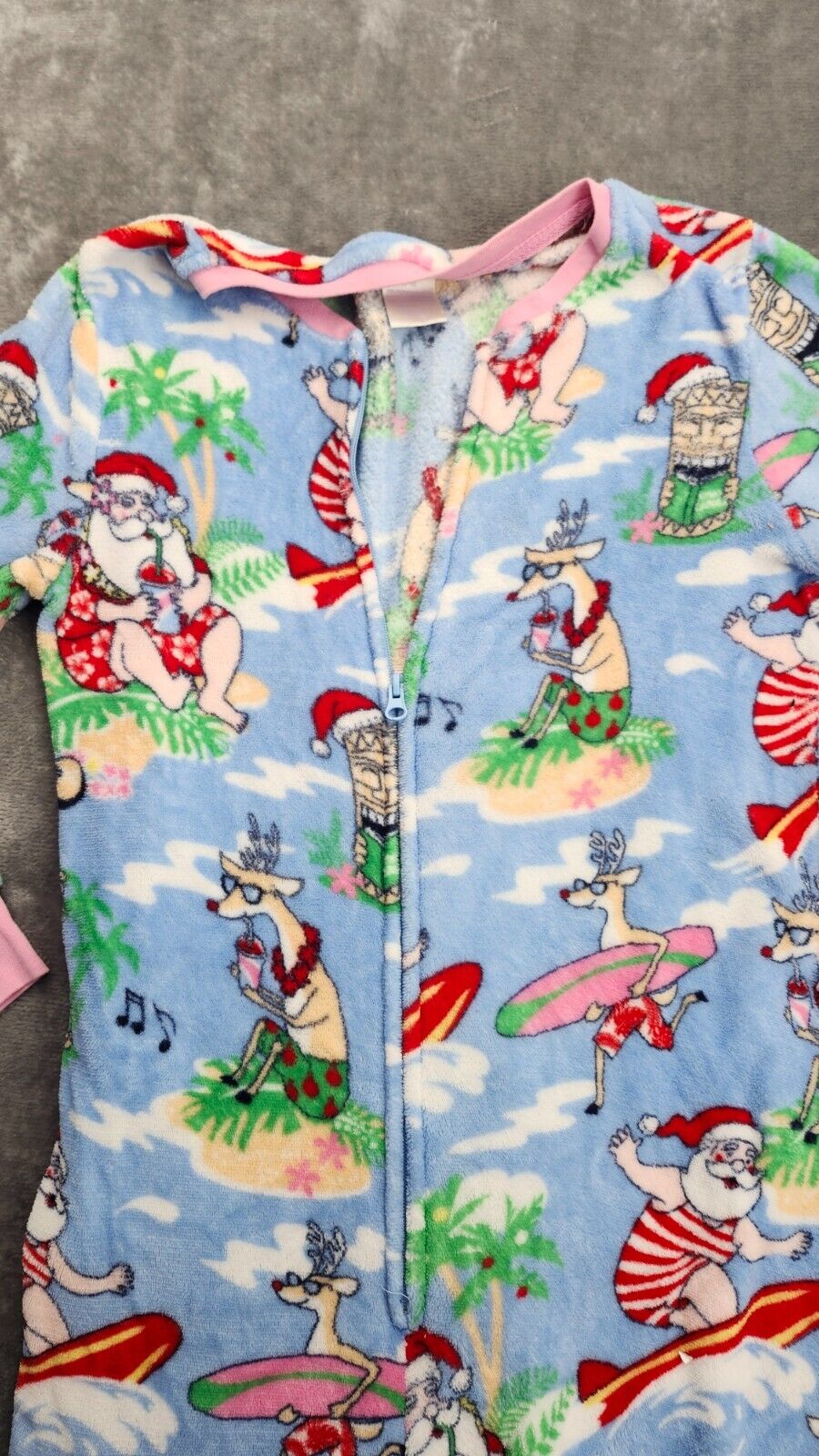 Woman's Secret Treasures Sleepwear Santa Surf Drop Seat M 8-10 One Piece