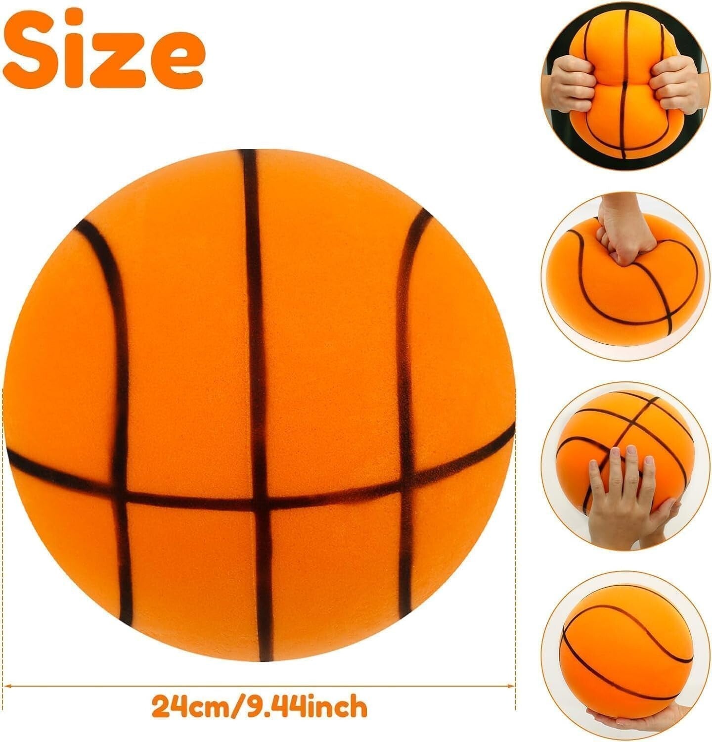Quiet Basketball Handle Airless Silent Foam Basketball No.7-9.4 inch