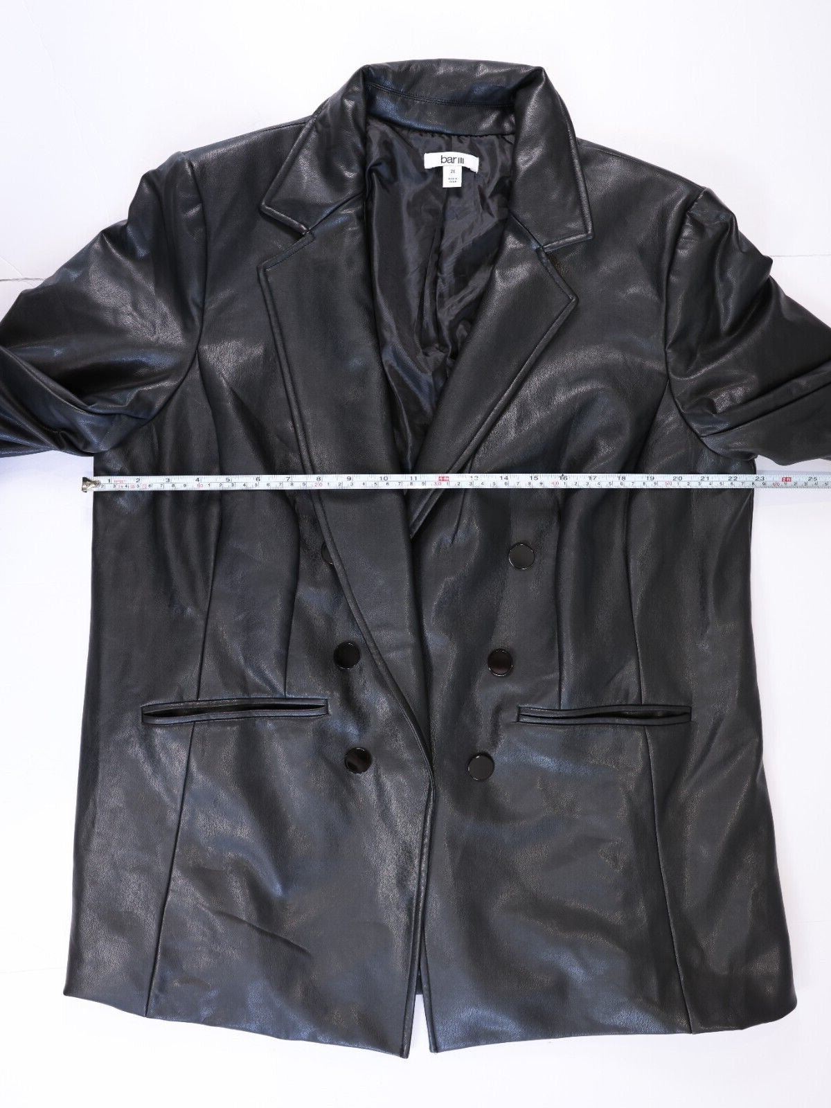 Bar 3 Womens Suit Seperates Black Leather Jacket Blazer Size 2X