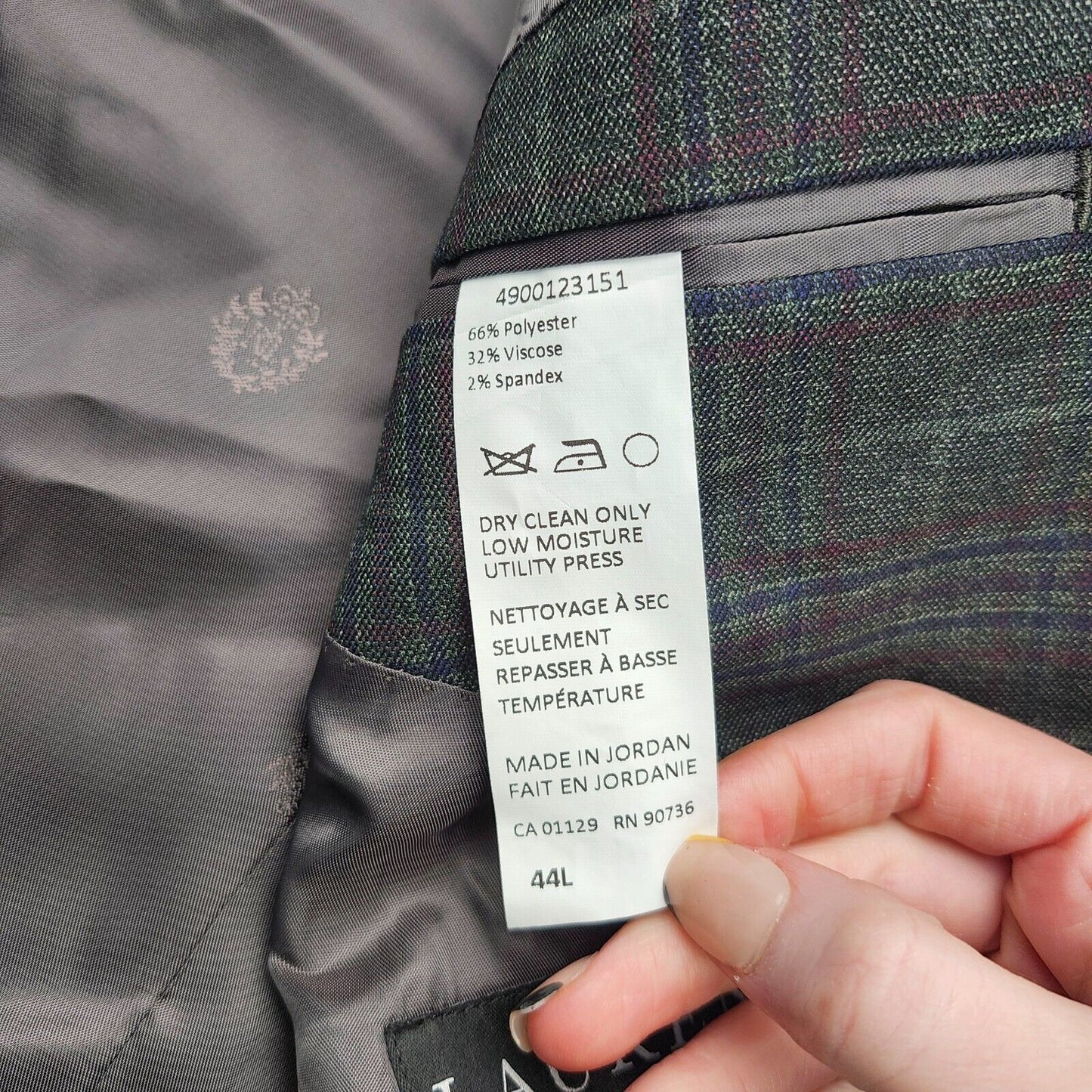 Lauren Ralph Lauren Polyester Green Plaid Suit Jacket Blazer 44L NWT