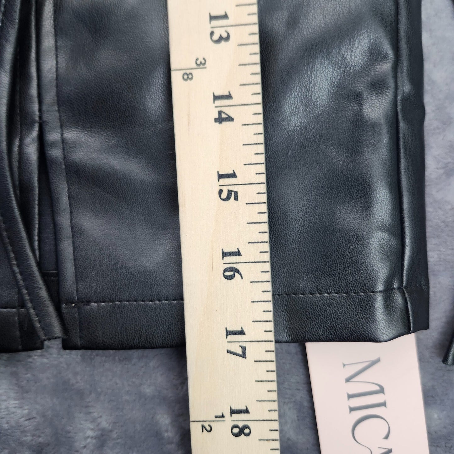 MICAS Womens Black Faux Leather Mini Skirt with Ties Size Large
