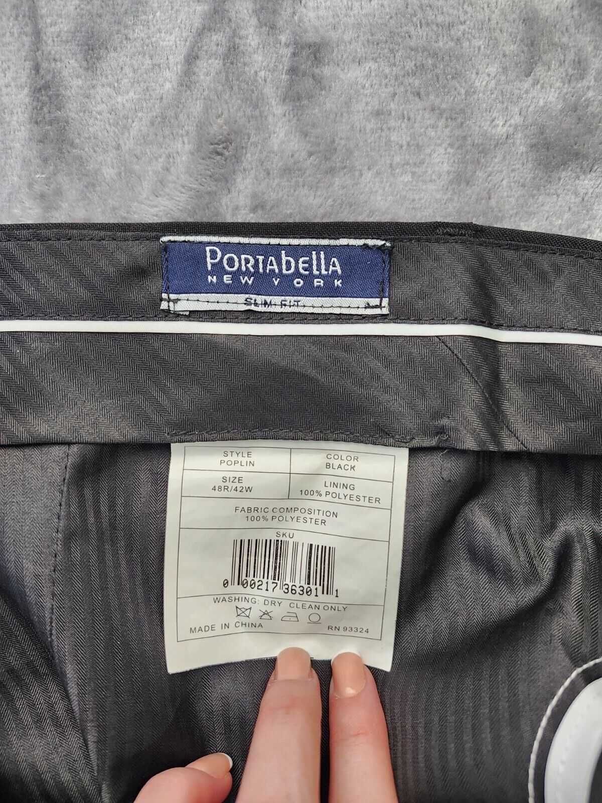 NWT Portabella New York Slim Fit black style Poplin Pants size 48R x 42W