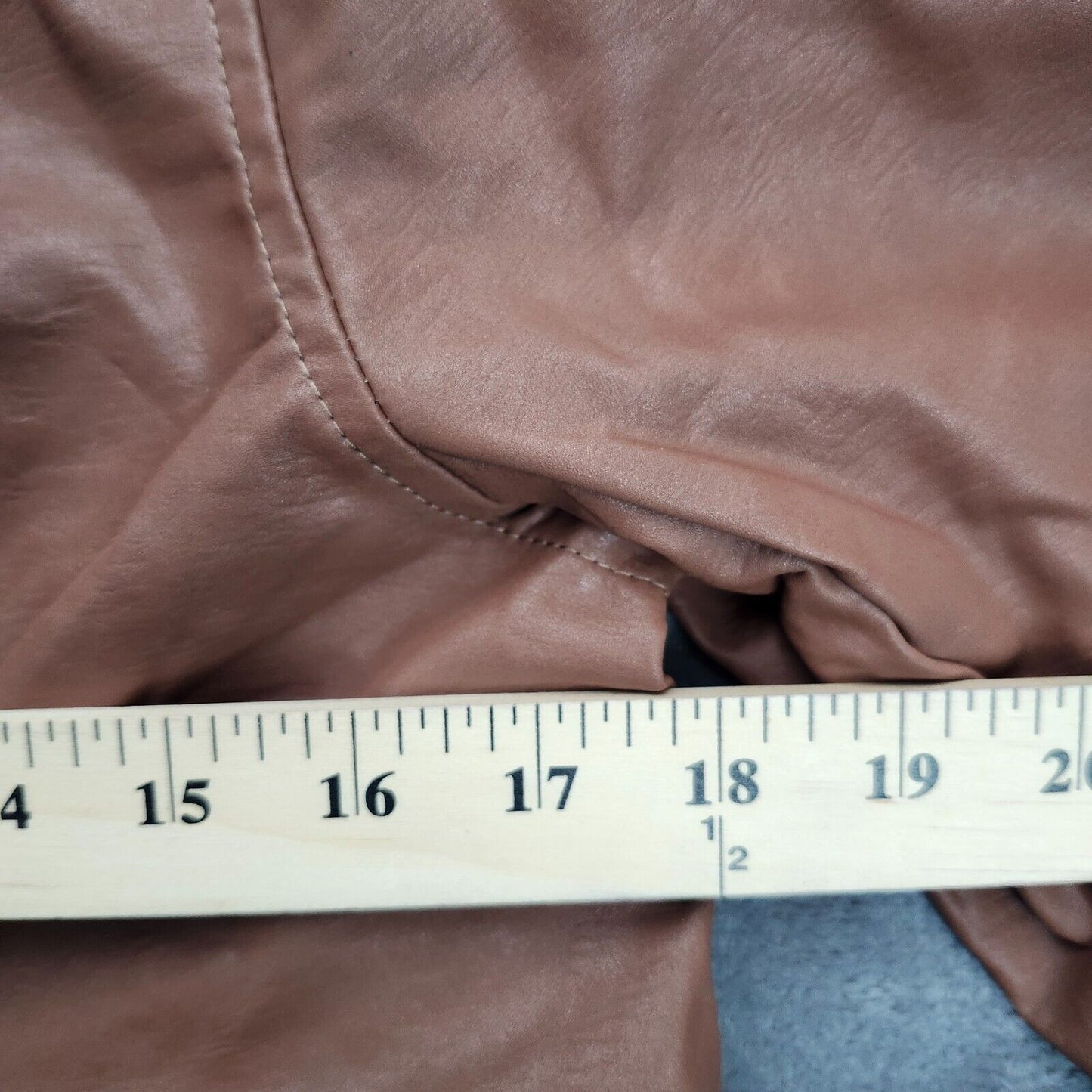 Finesse Jacket Faux Leather Brown Short Moto Zipper Accent Casual Biker Size XS