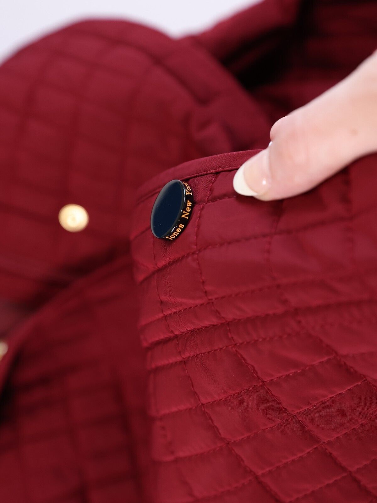 $220 Jones New York Womens Trench Code Quilted Buttoned Deep Red Size M