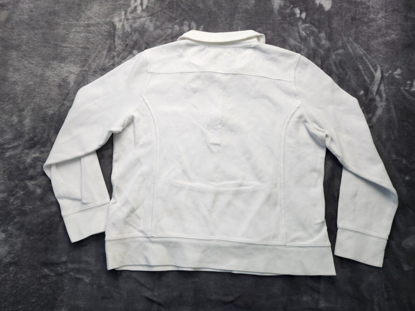 Ralph Lauren LRL Sweater Womens Size Large White Long Sleeve Button Shirt