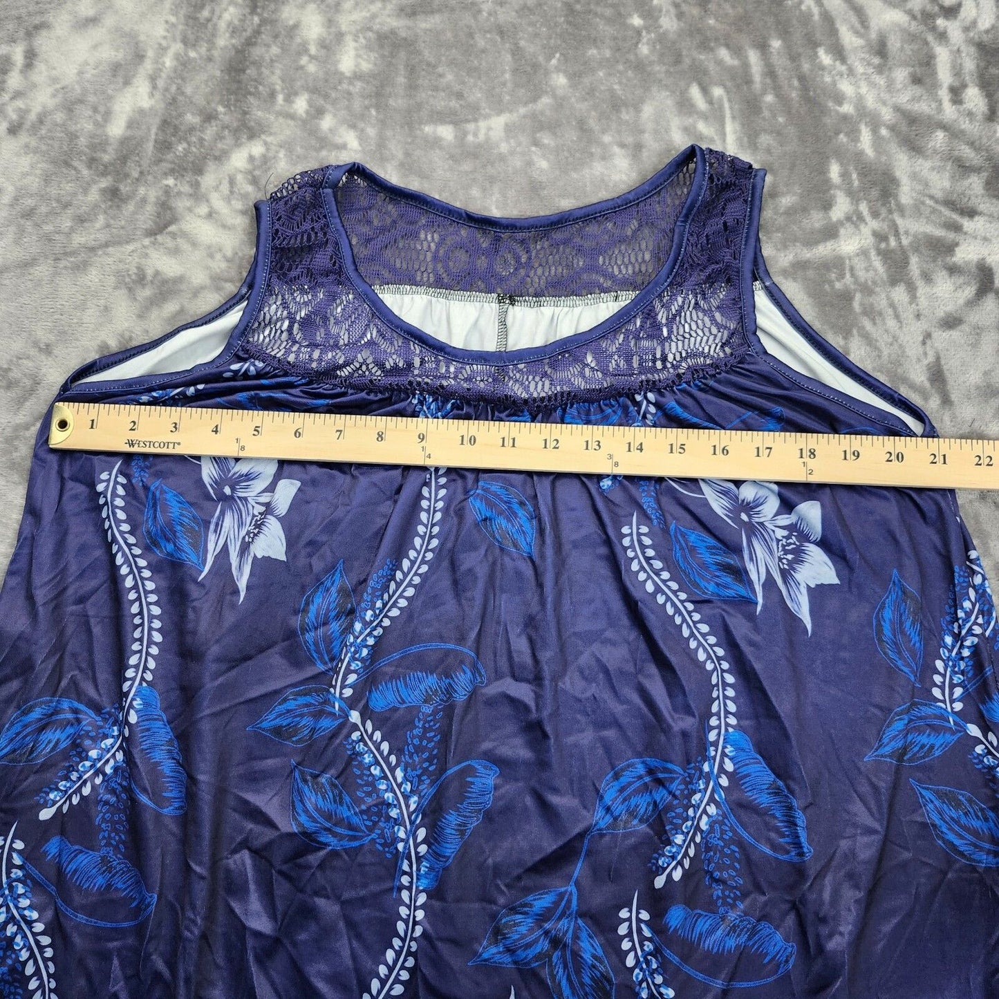 Womens Blue Floral Tank Top Summer Size 2XL