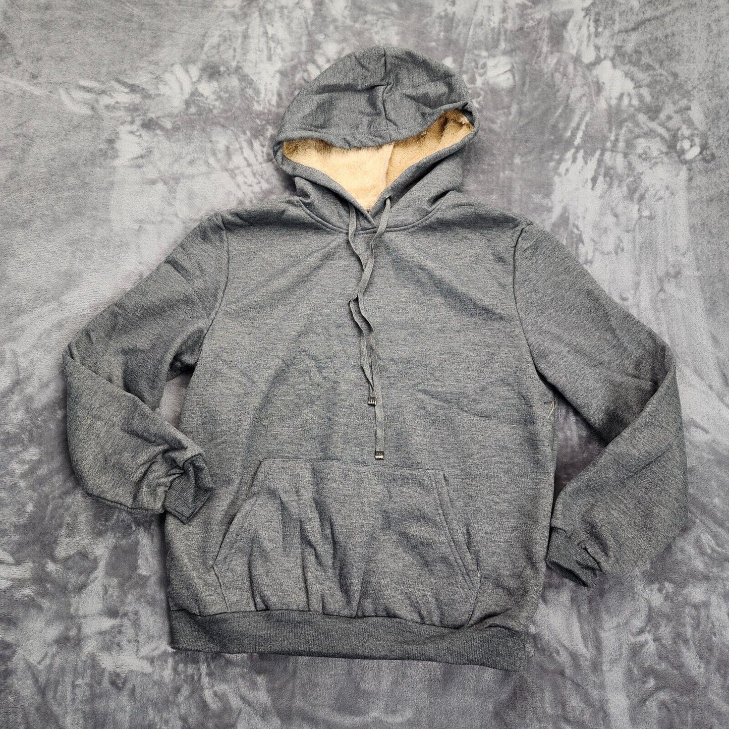 Men’s Plain Hoodie Winter Sweatshirt Casual Soft Warm Fur lined Hood Medium