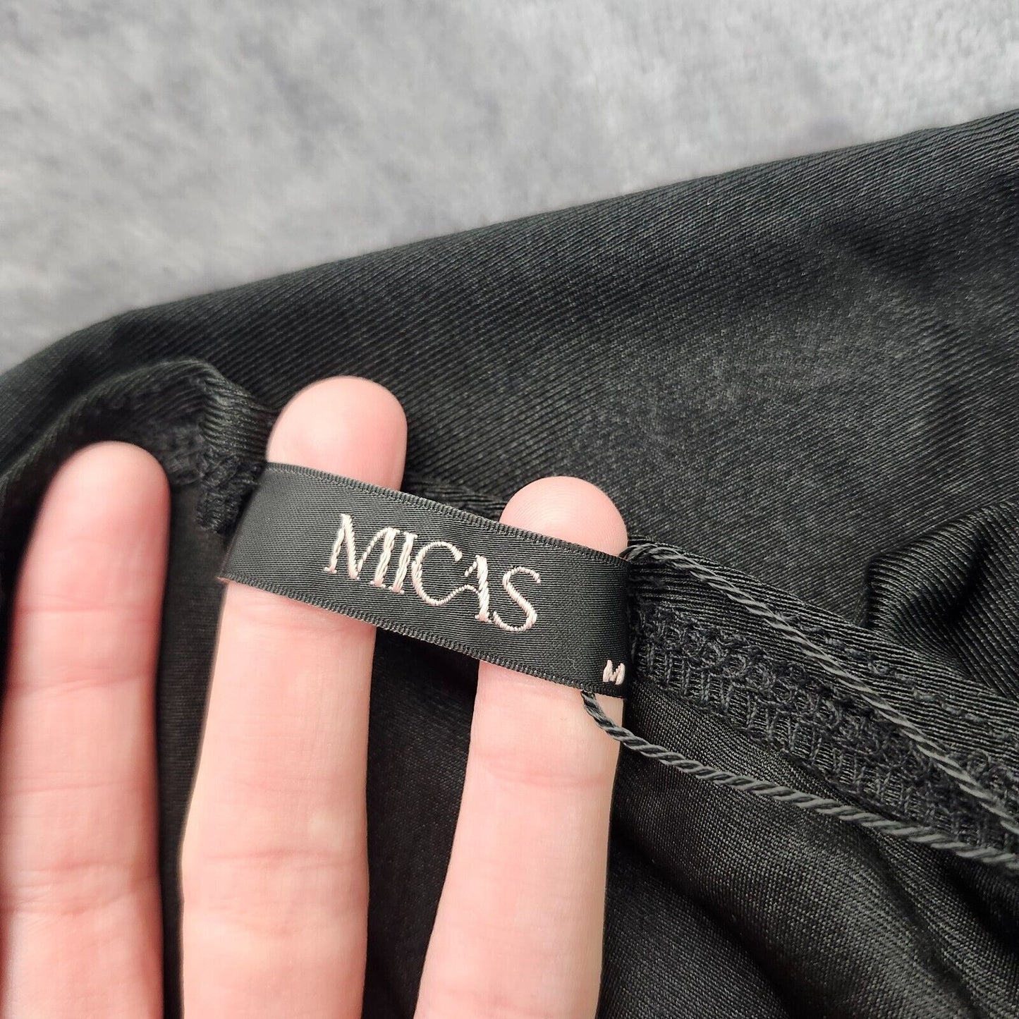 MICAS Womens Ruffle Hem Slit Strapless Midi Dress Black sz Medium