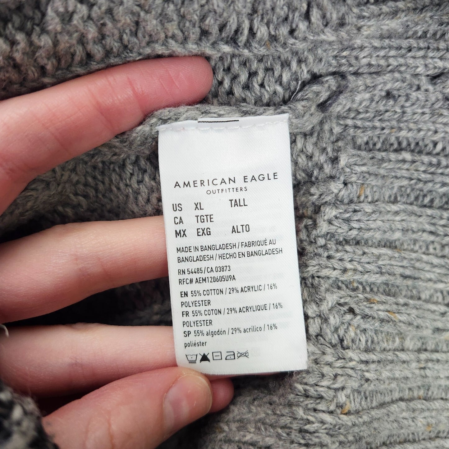 American Eagle Outfitters Acrylic Sweaters for Men Grey and Black Colorblock XLT