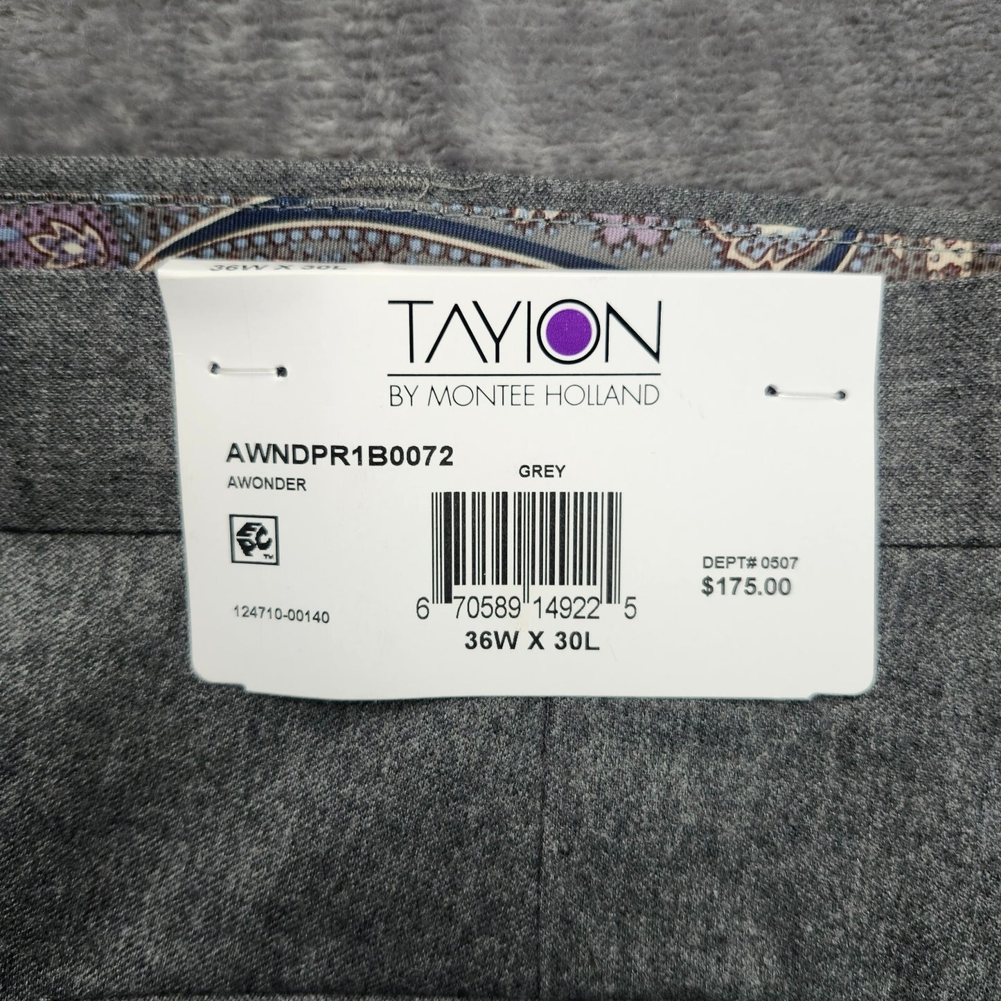Tayion By Montee Holland Mens Classic-Fit Wool-Blend Dress Pants 36W x 30L Grey