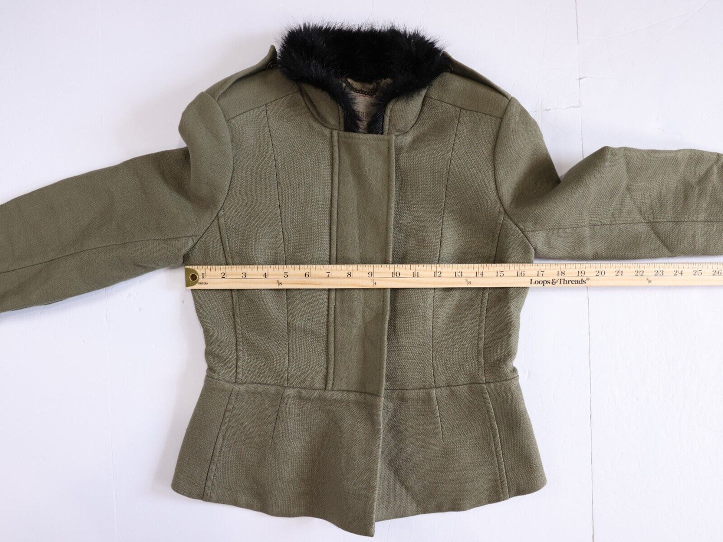 Banana Republic Heritage Blazer Jacket Military Coat Peplum Hem Fitted Cotton XS