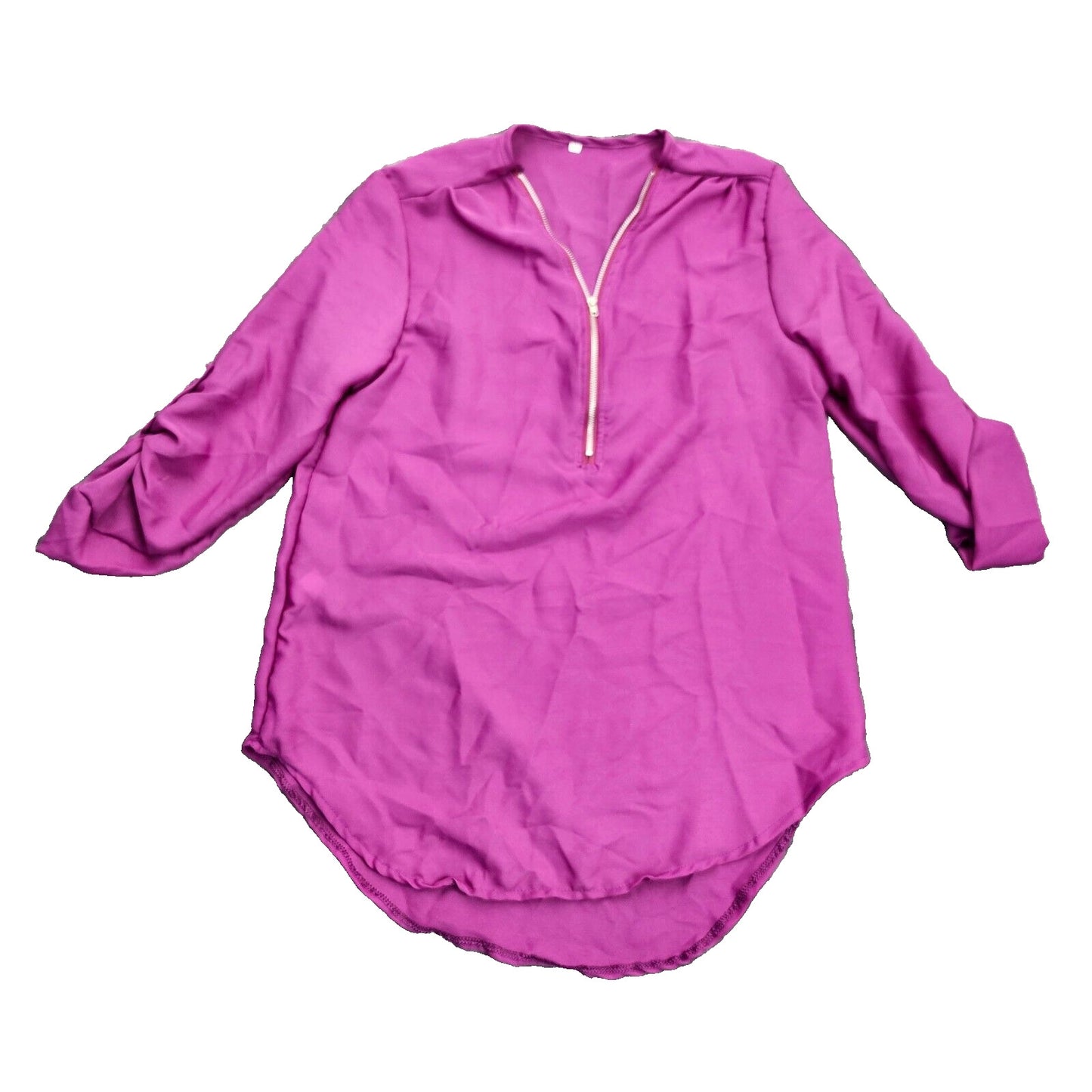 Womens light weight 1/4 zip blouse 3/4 sleeve Purple Medium
