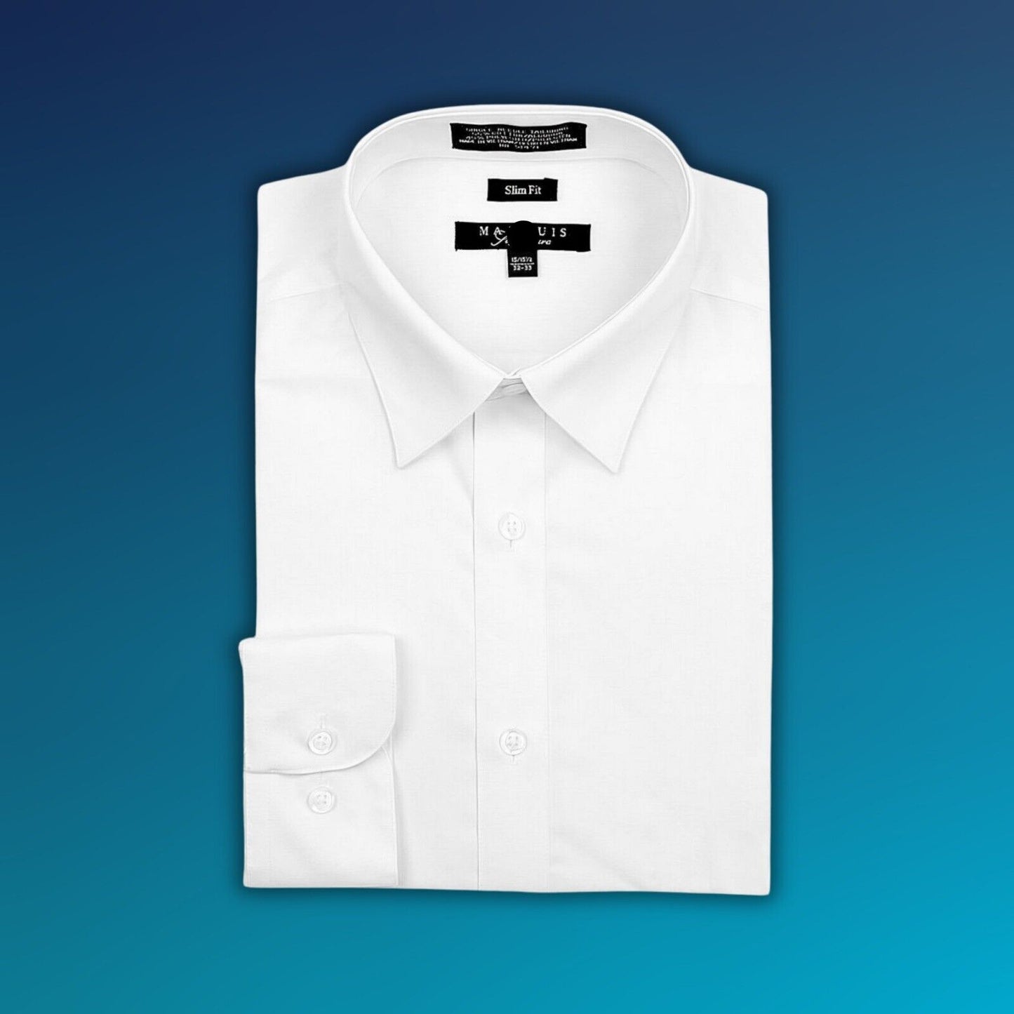 X2 Marquis Signature Men's Long Sleeve Slim Fit Dress Shirt White 15/15.5 32/33