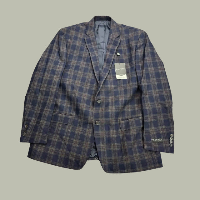 Lauren Ralph Lauren Polyester Blue Plaid Suit Jacket Blazer 44L NWT