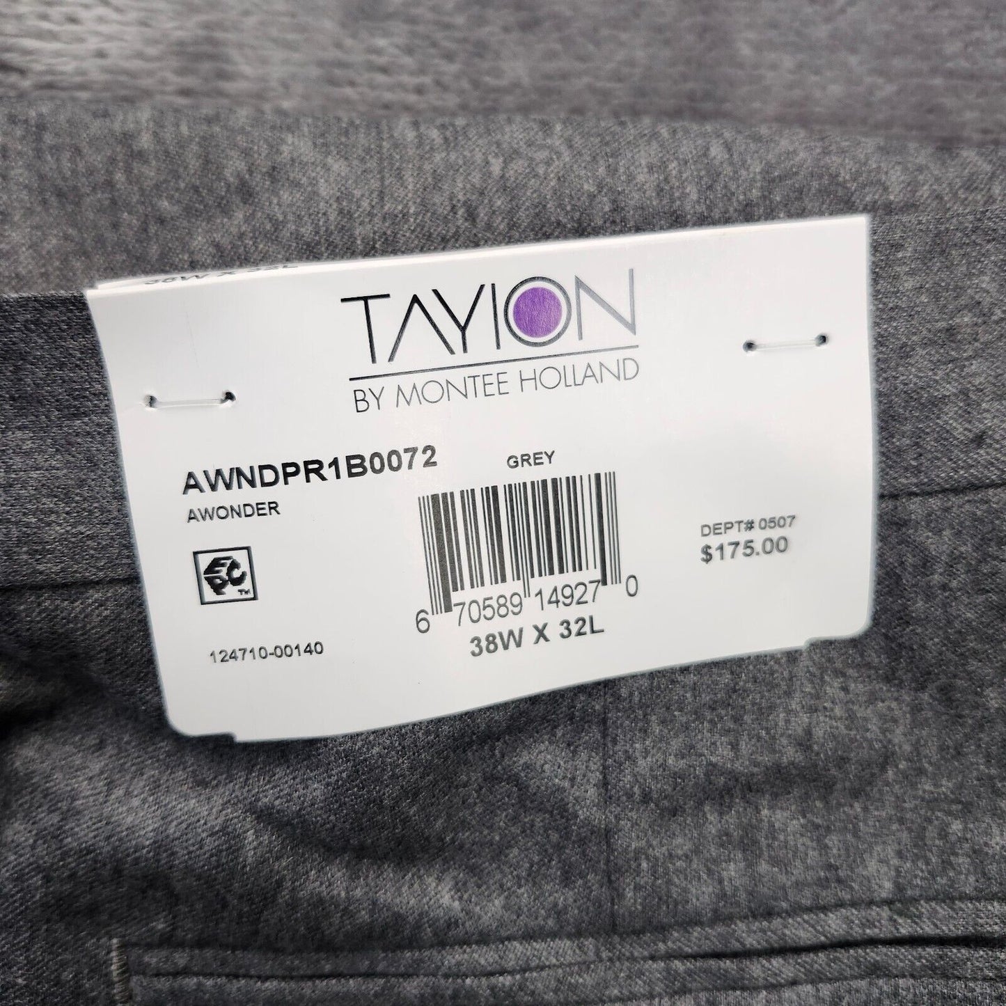 Tayion By Montee Holland Mens Classic-Fit Wool-Blend Dress Pants 38W x 32L Grey