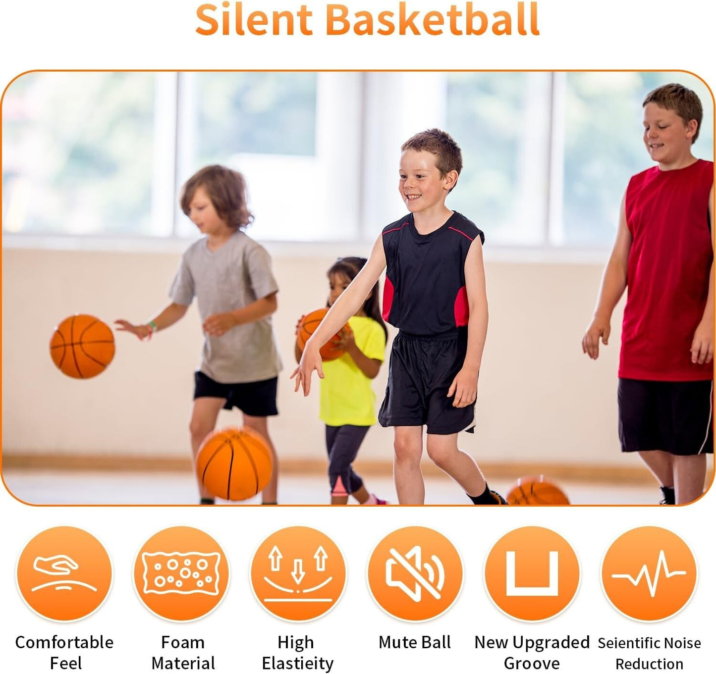 Silent Basketball Handle Airless Silent Foam Basketball No.7-9.4 inch