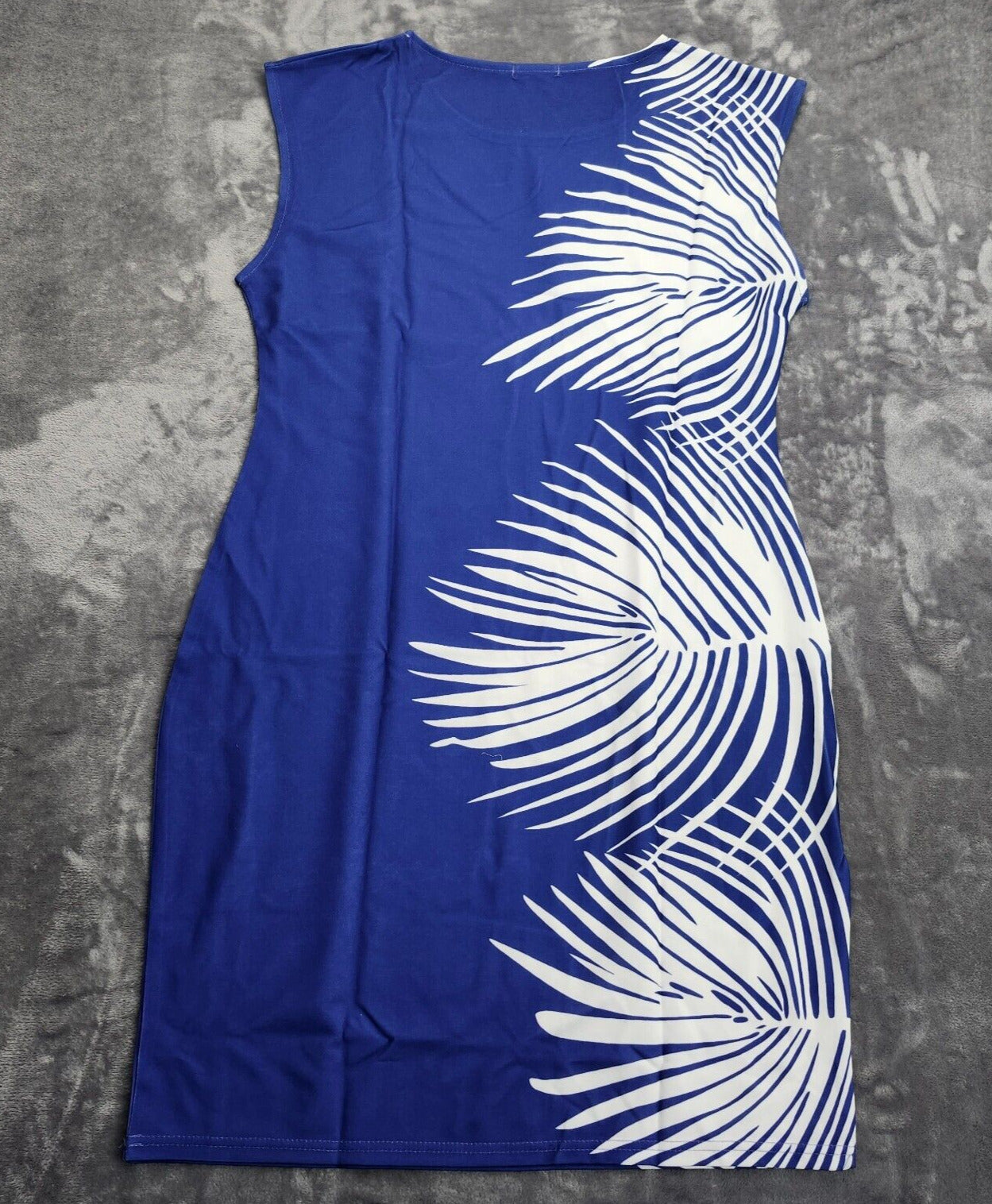 Angvns Dress Sleeveless Knee Length Stretch Blue Size XXL