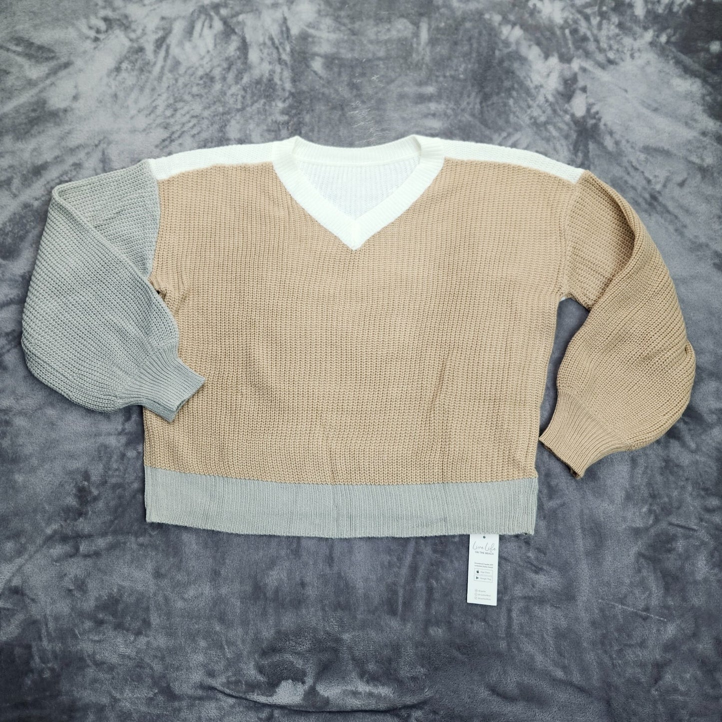 CUPSHE Womens Cooler Daze Colorblock V-Neck Sweater size SMALL